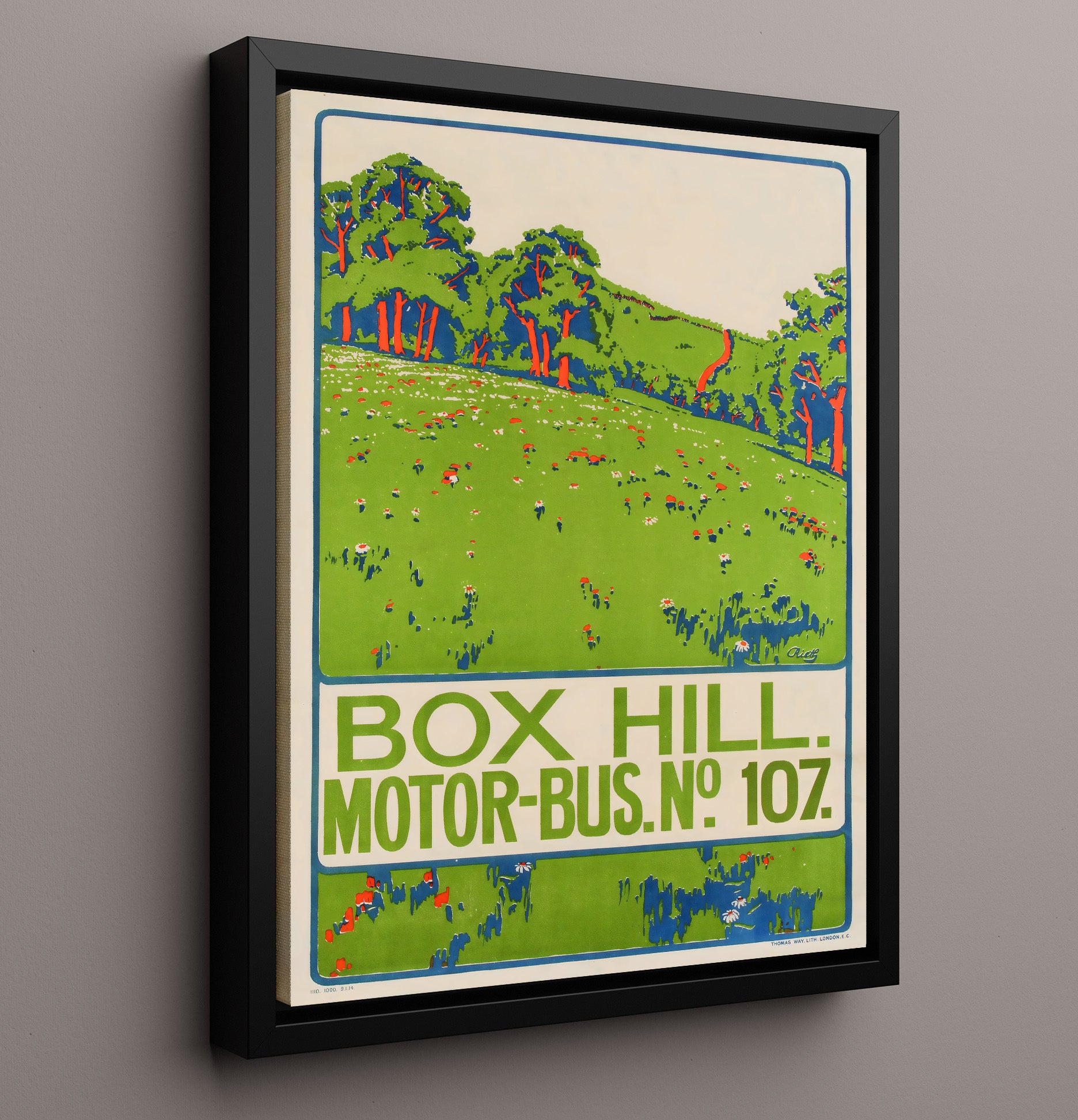 England Box Hill Vintage Travel Print 16x20 Framed Canvas travel wall art print