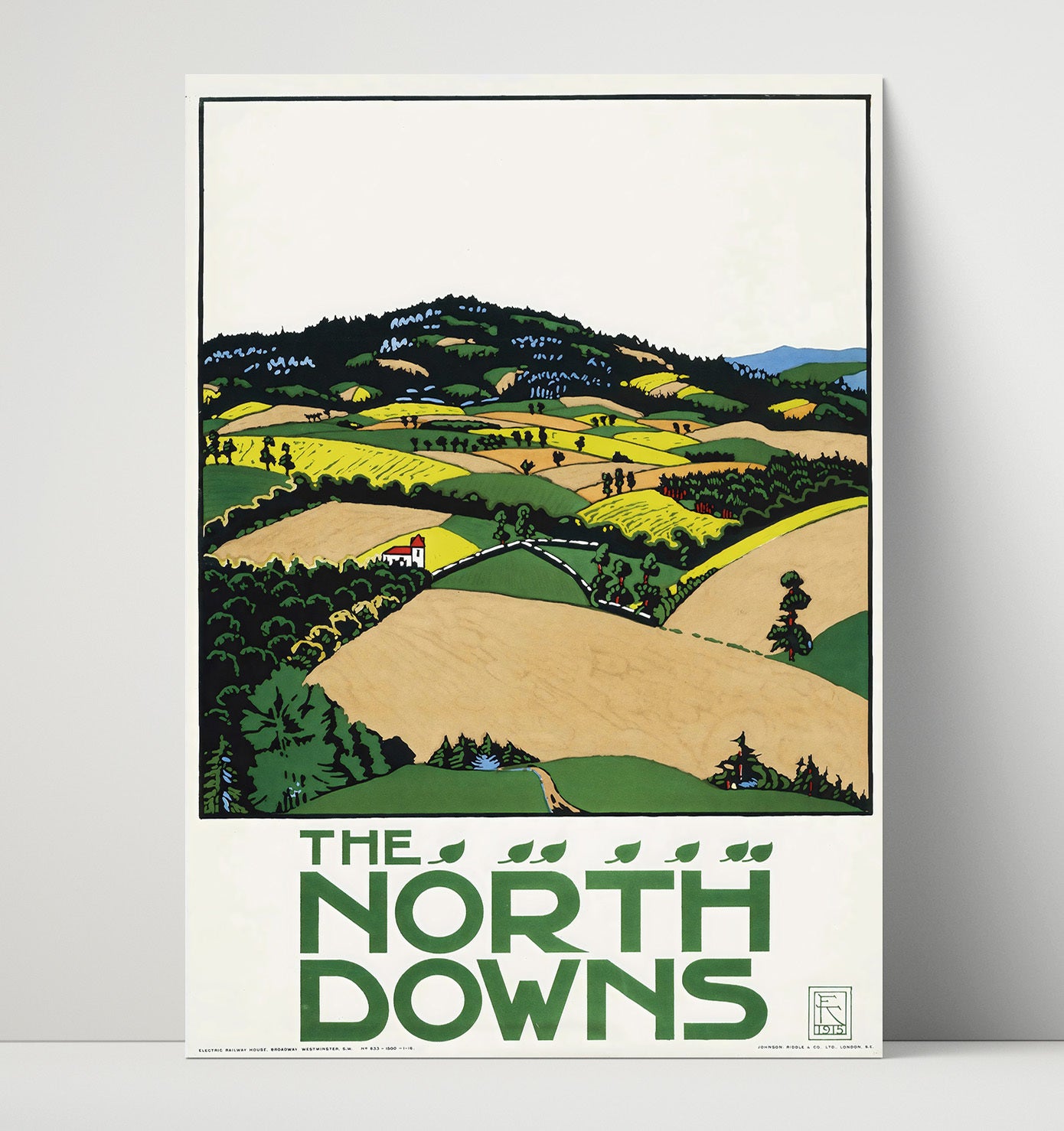 England North Downs Vintage Travel Print 16x20 Unframed Print travel wall art print