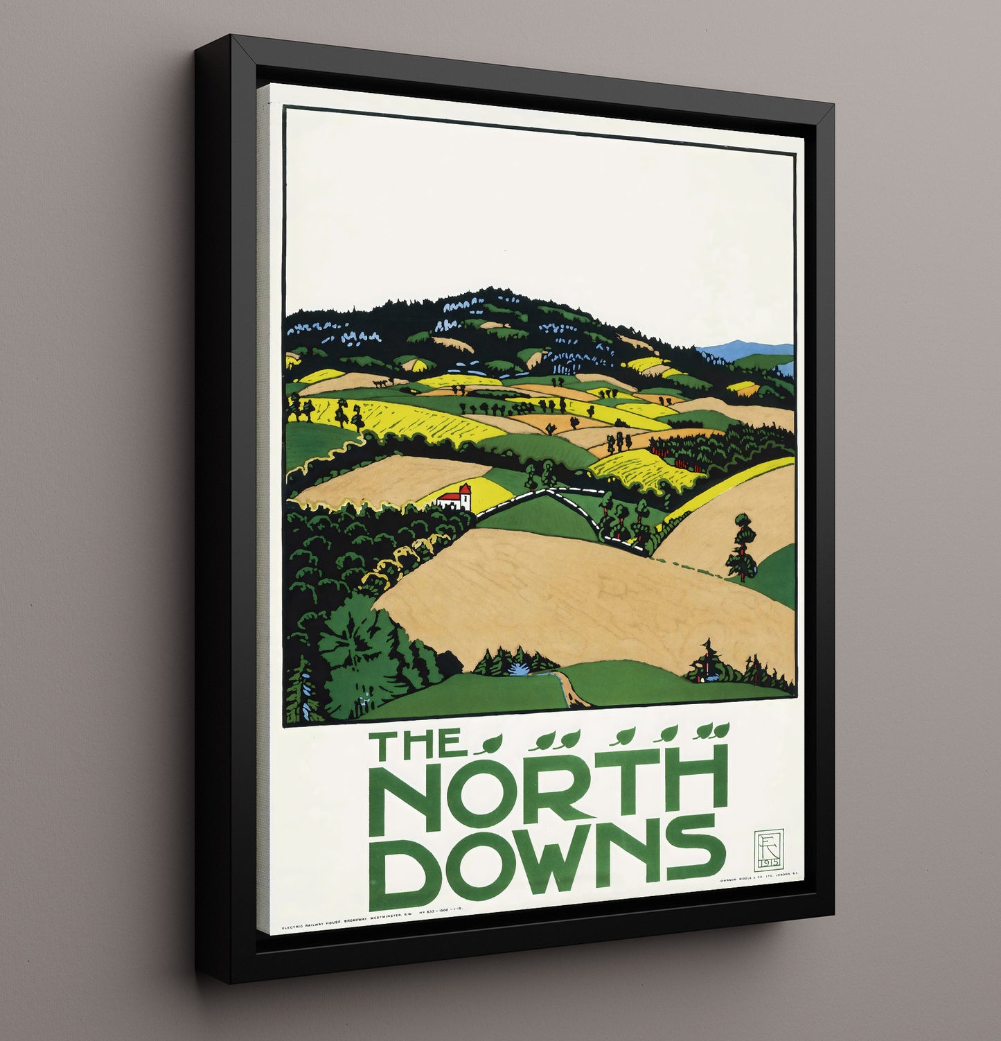 England North Downs Vintage Travel Print 16x20 Framed Canvas travel wall art print