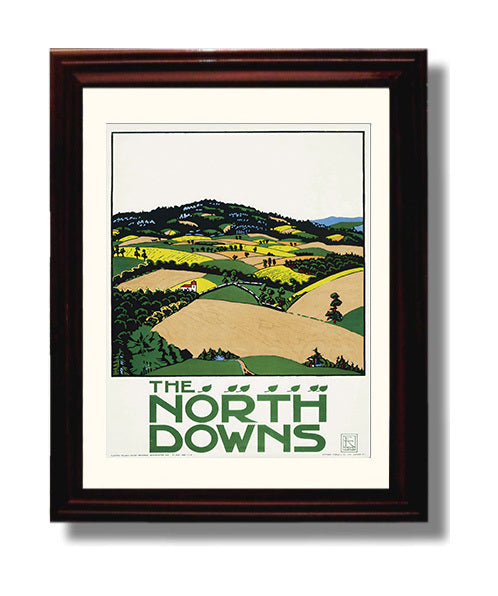 England North Downs travel poster wall art 8x10 Canvas