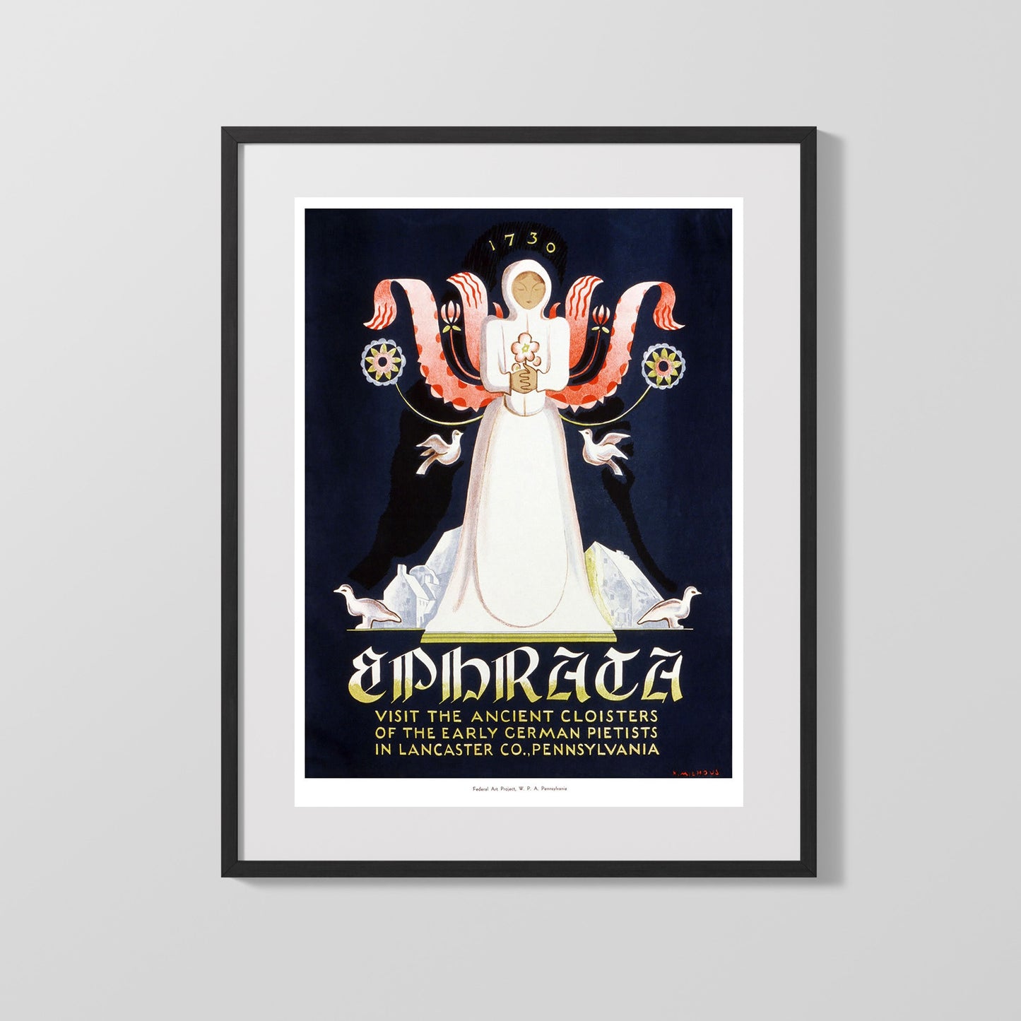 Classic Travel Poster - Ephrata - Ancient Cloisters Lancaster Pennsylvania