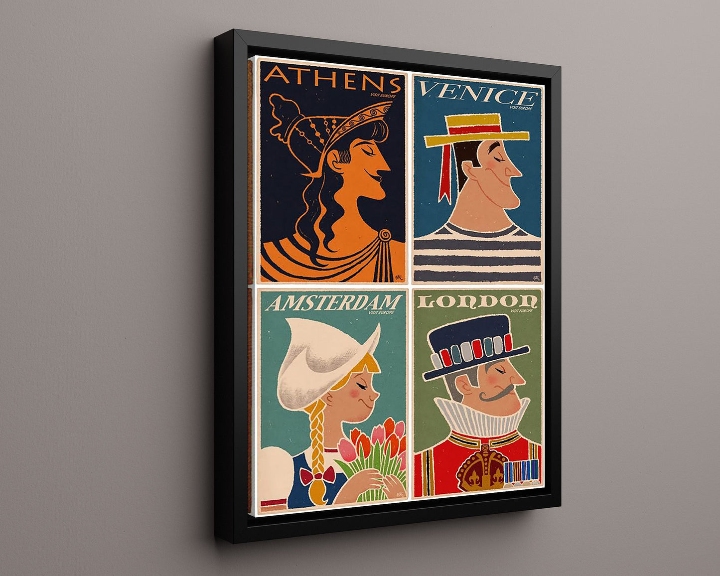 Classic Travel Poster - Europe - Athens Venice Amsterdam London