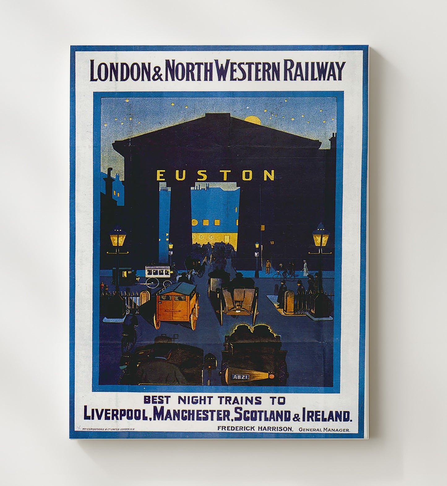 Euston London Railway Vintage Travel Print 20x24 Canvas travel wall art print