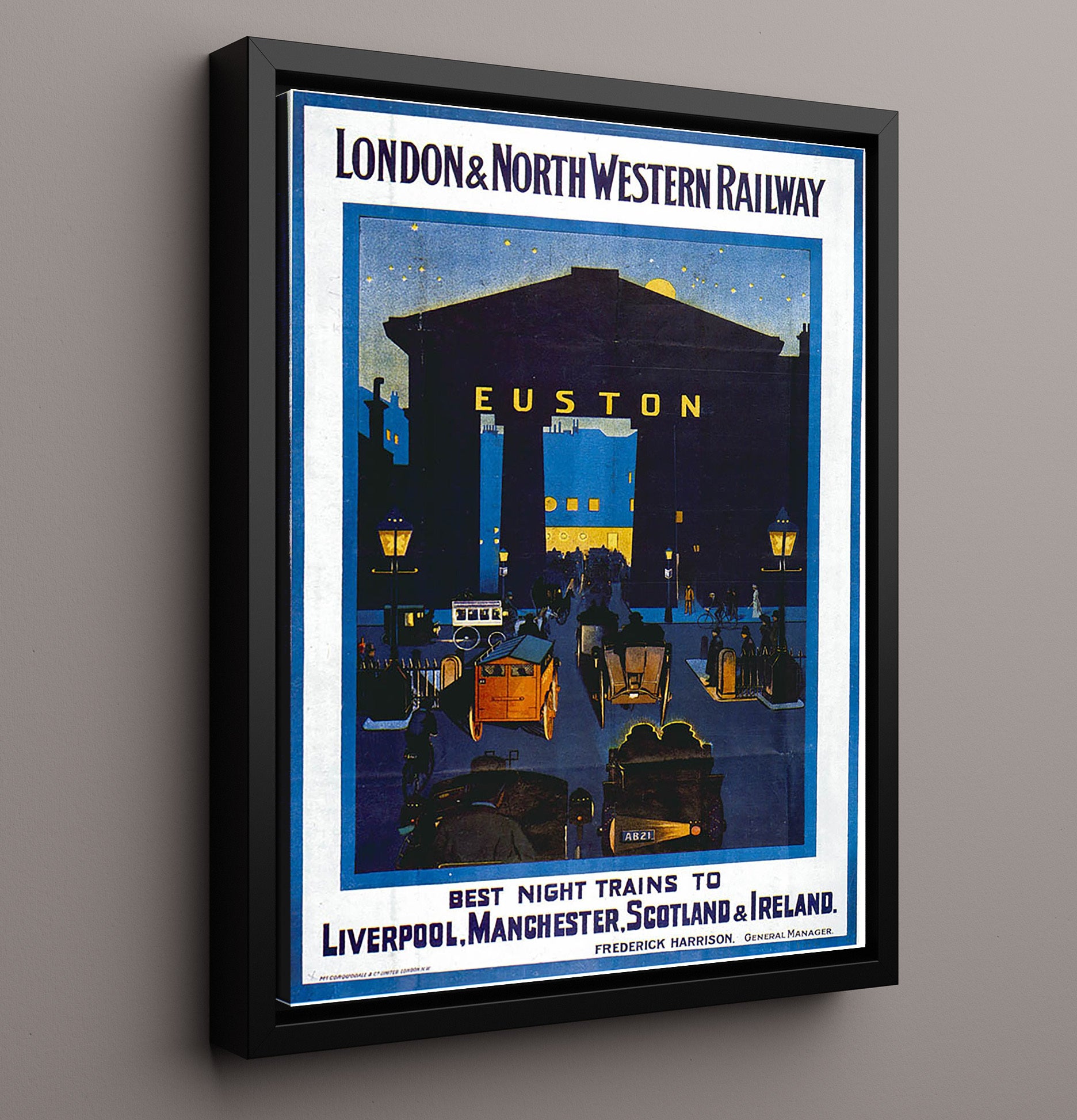 Euston London Railway Vintage Travel Print 16x20 Framed Canvas travel wall art print