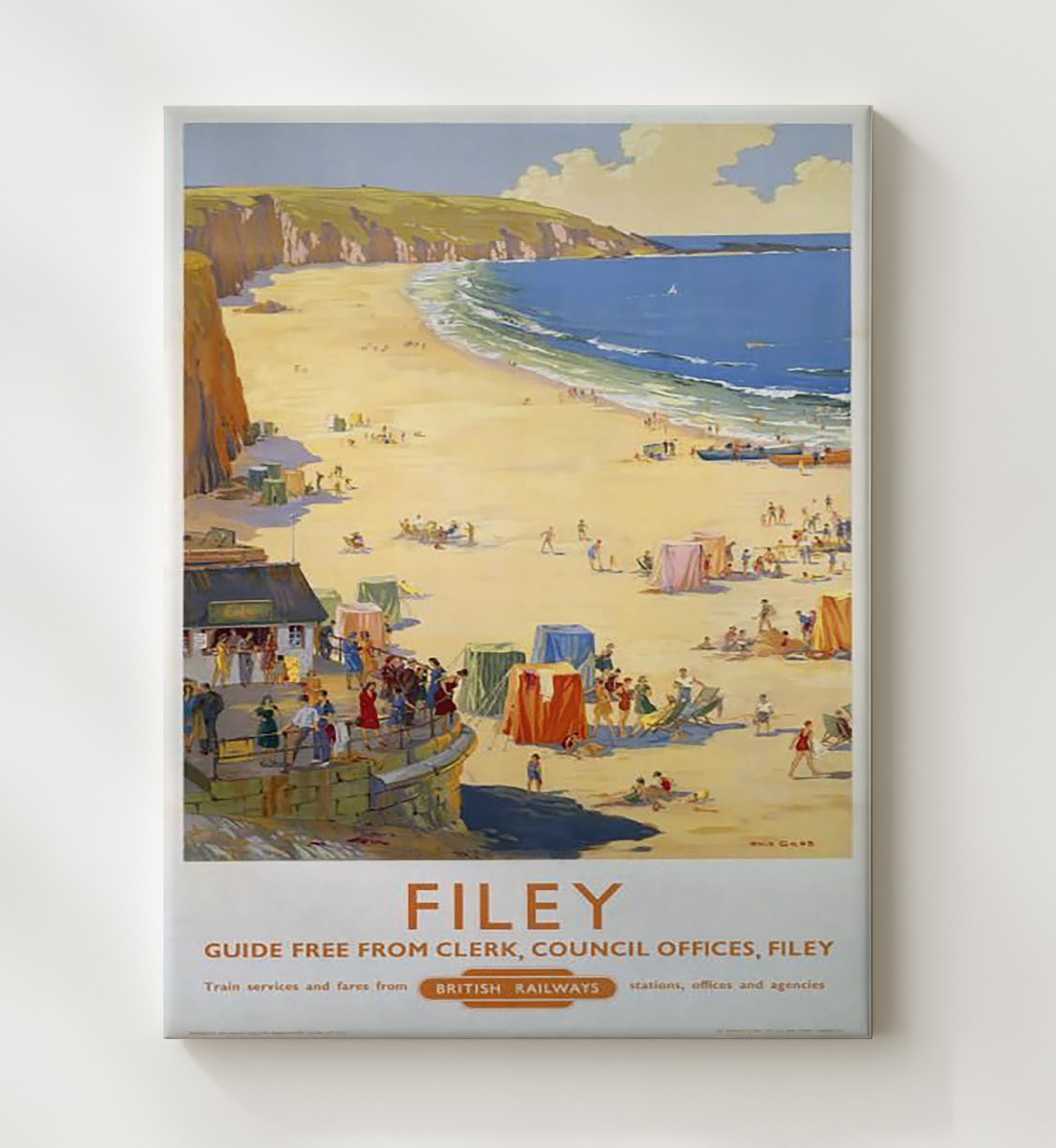 Filey British Railways Vintage Travel Print 20x24 Canvas travel wall art print