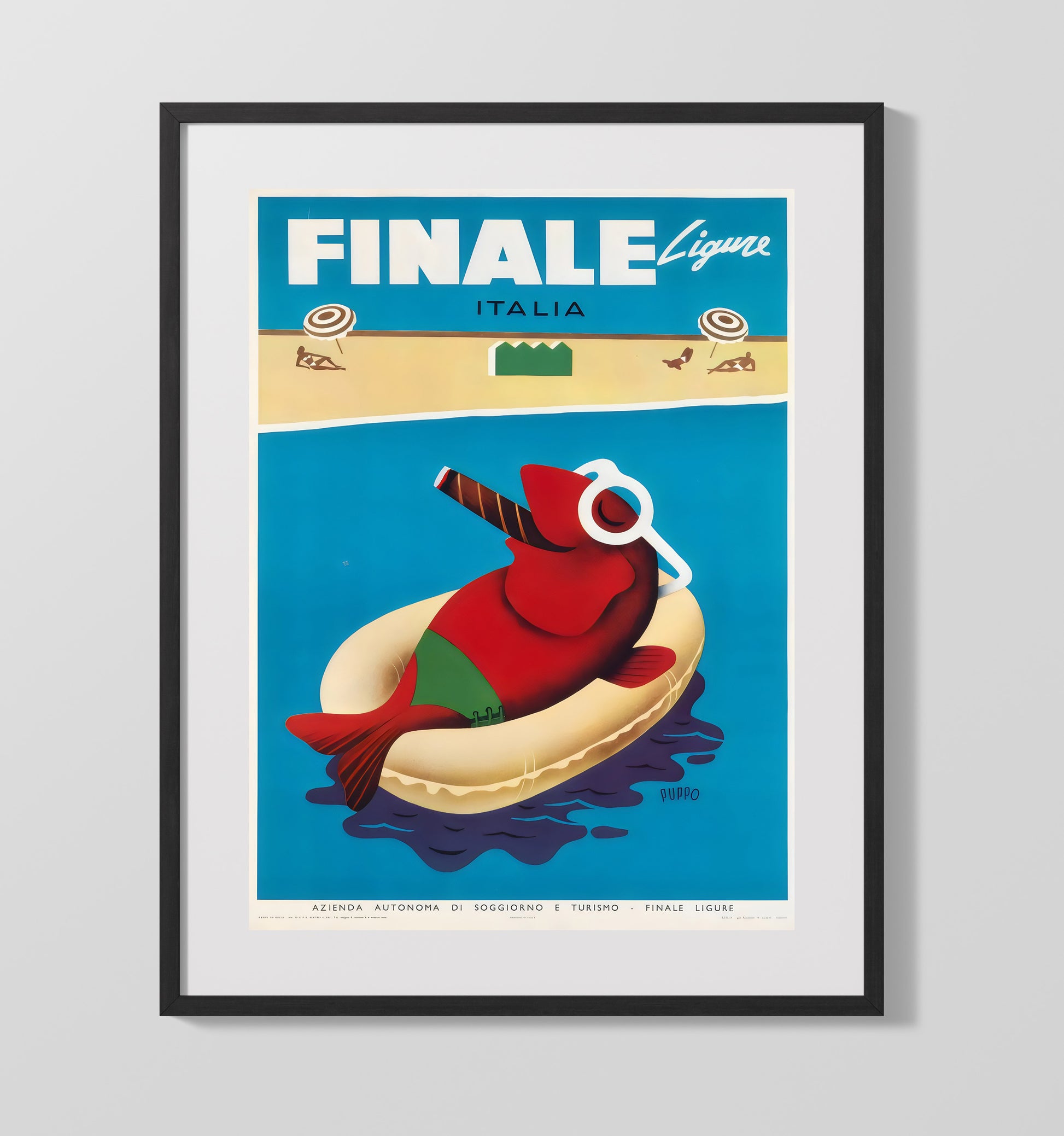 Finale Ligure Italy Vintage Travel Print 16x20 Gallery Frame travel wall art print