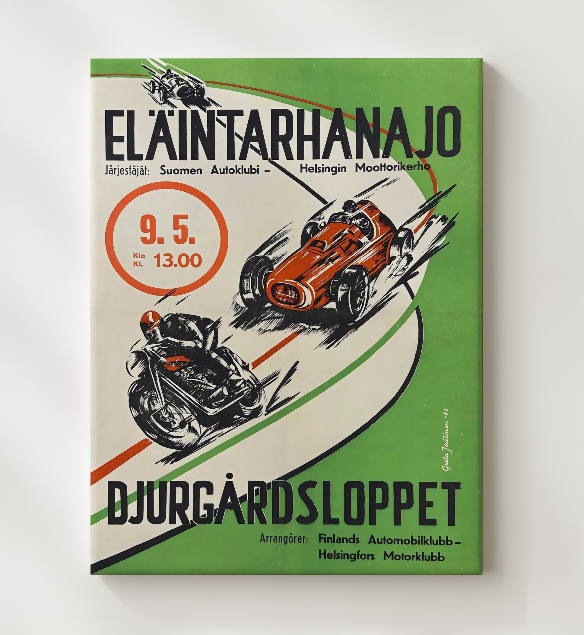 Finland Djurgardsloppet Race Vintage Travel Print 20x24 Canvas travel wall art print