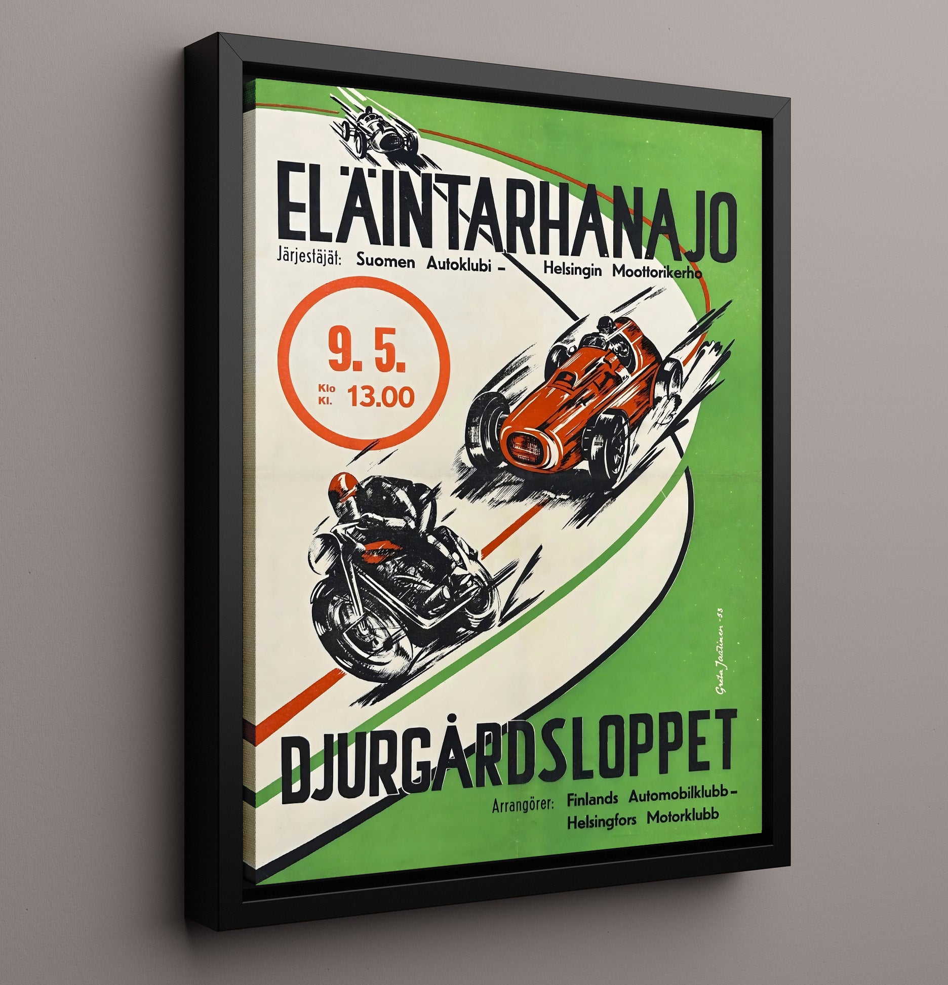 Finland Djurgardsloppet Race Vintage Travel Print 16x20 Framed Canvas travel wall art print