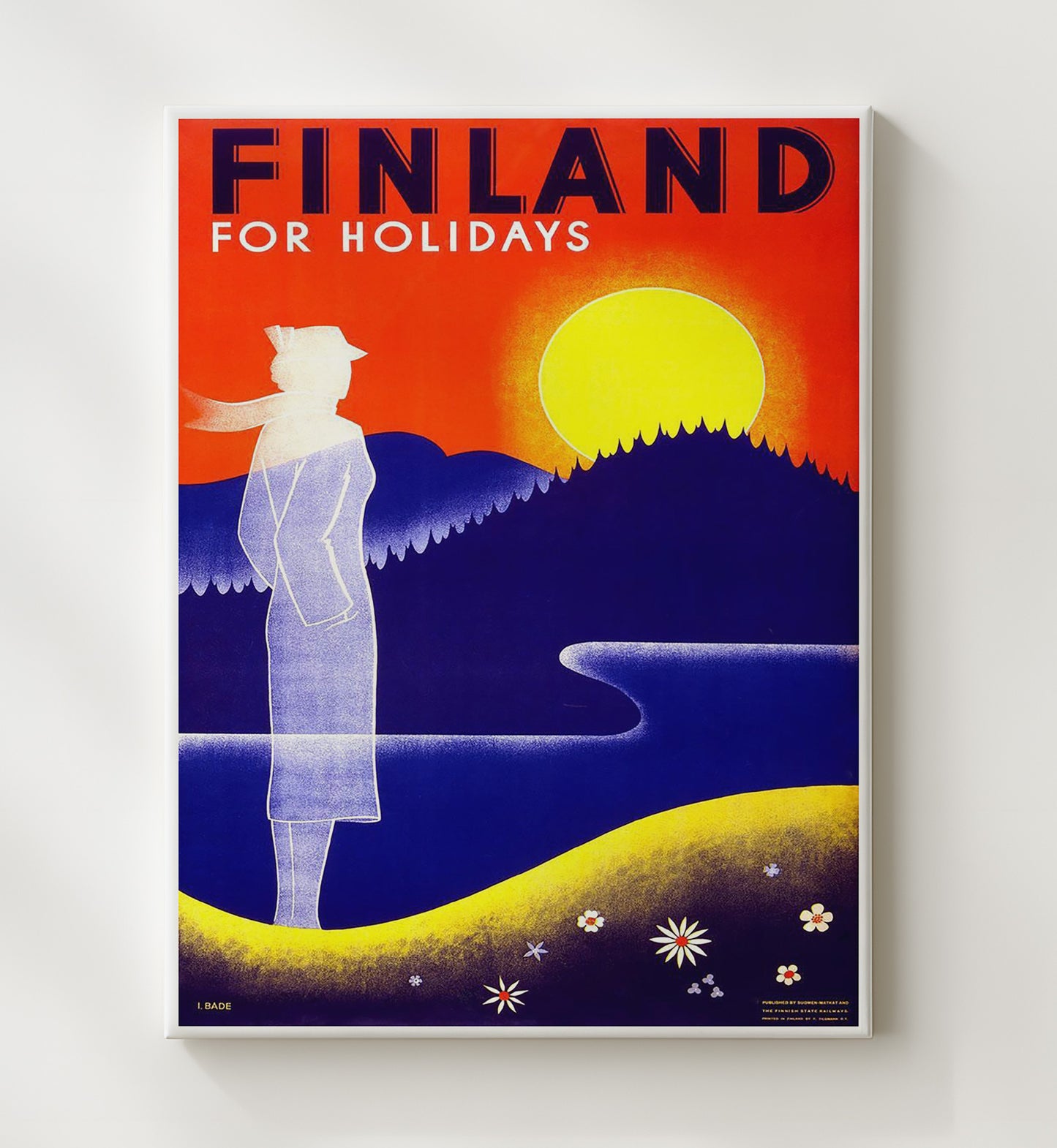 Finland Holidays Vintage Travel Print 20x24 Canvas travel wall art print