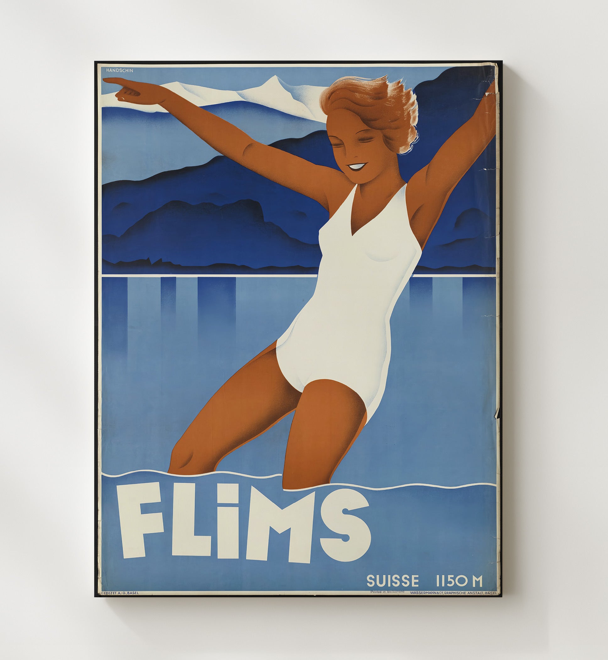 Flims Swiss Alps Vintage Travel Print 20x24 Canvas travel wall art print