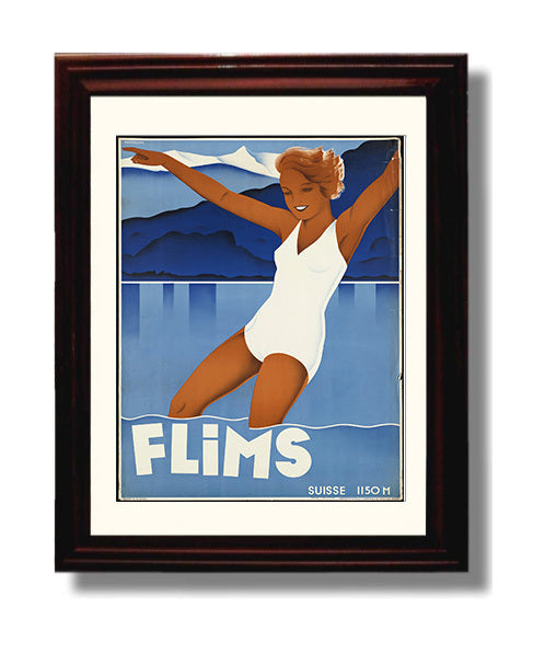Flims Swiss Alps travel poster wall art 8x10 Canvas