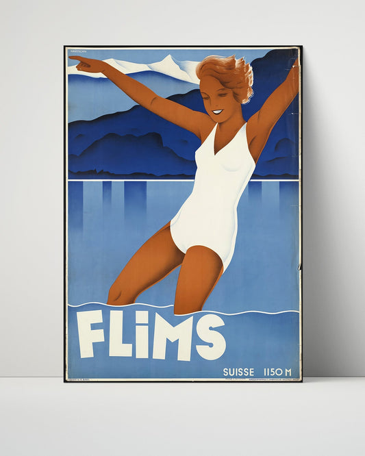 Classic Travel Unframed Poster -  Flims - Swiss Alps