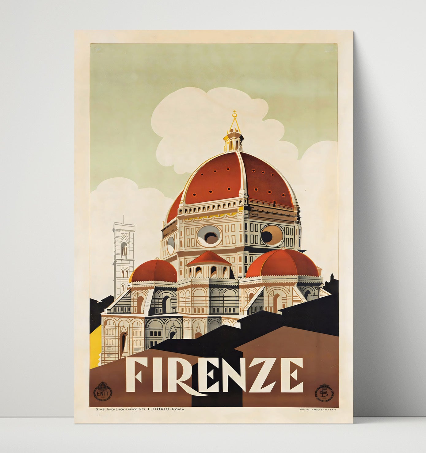 Florence Duomo Cathedral Vintage Travel Print 16x20 Unframed Print travel wall art print