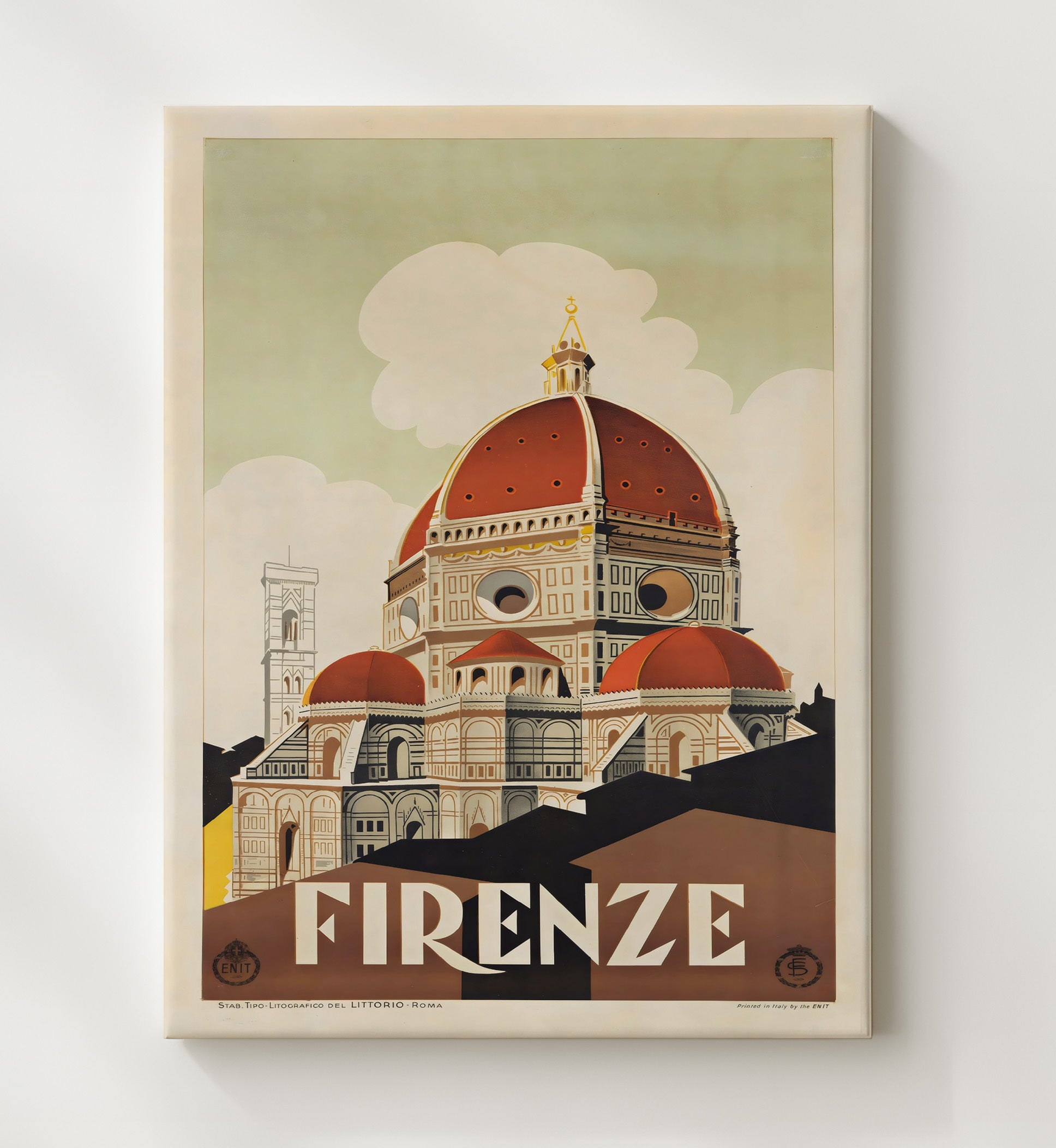 Florence Duomo Cathedral Vintage Travel Print 20x24 Canvas travel wall art print