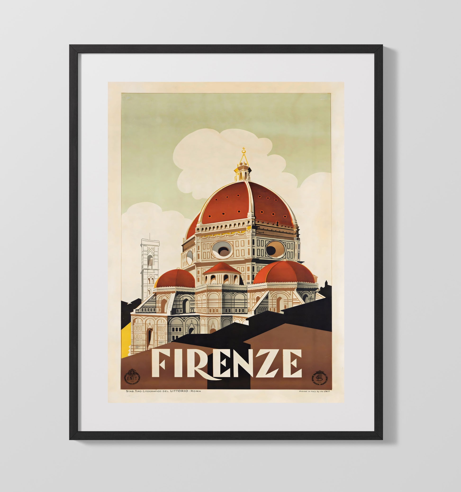 Florence Duomo Cathedral Vintage Travel Print 16x20 Gallery Frame travel wall art print