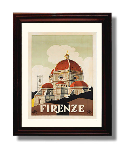 Florence Duomo Cathedral Vintage Travel Print 8x10 Beveled Frame travel wall art print