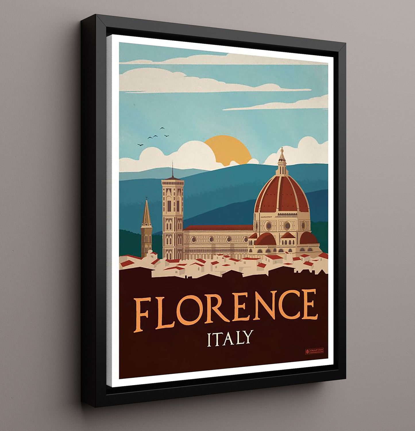 Florence Italy Vintage Travel Print 16x20 Framed Canvas travel wall art print