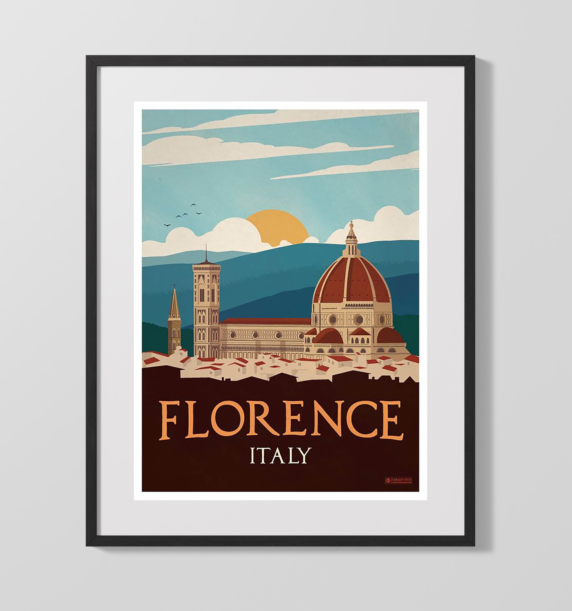 Florence Italy Vintage Travel Print 16x20 Gallery Frame travel wall art print