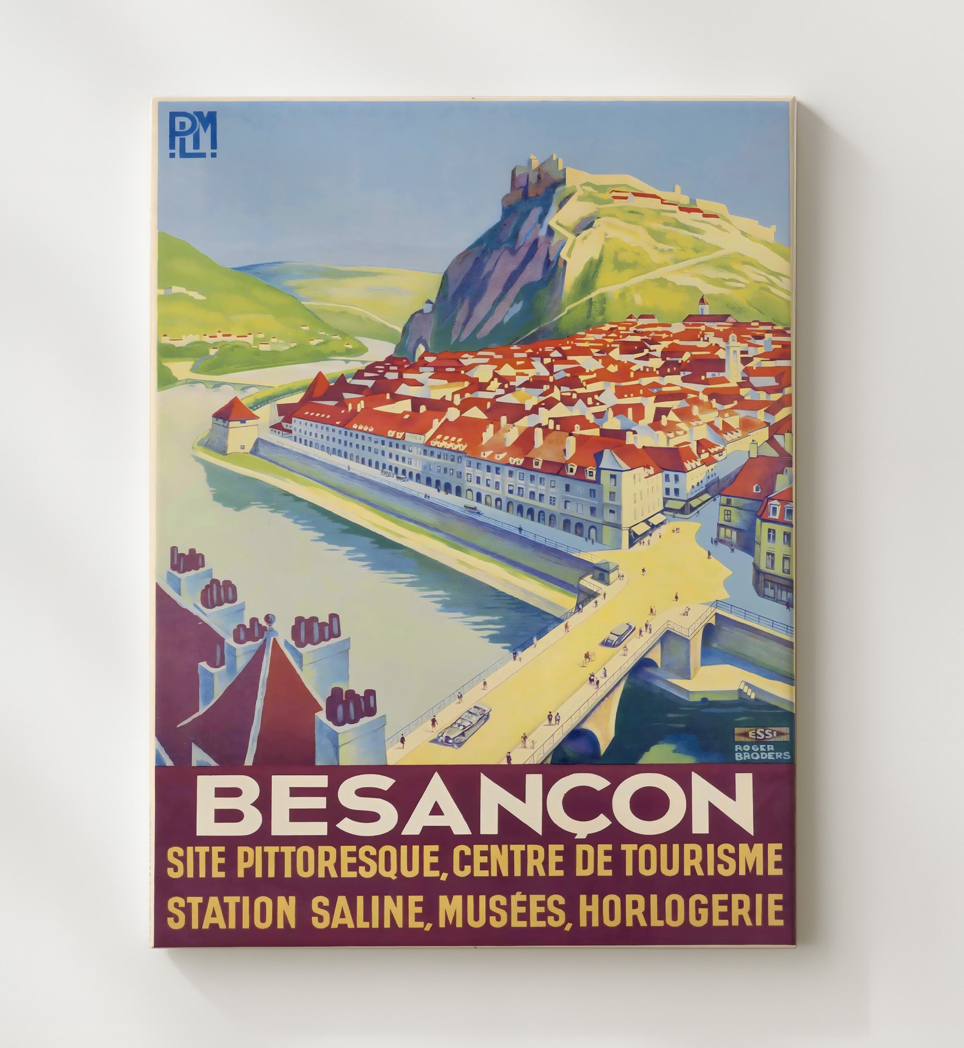 France Besancon Vintage Travel Print 20x24 Canvas travel wall art print