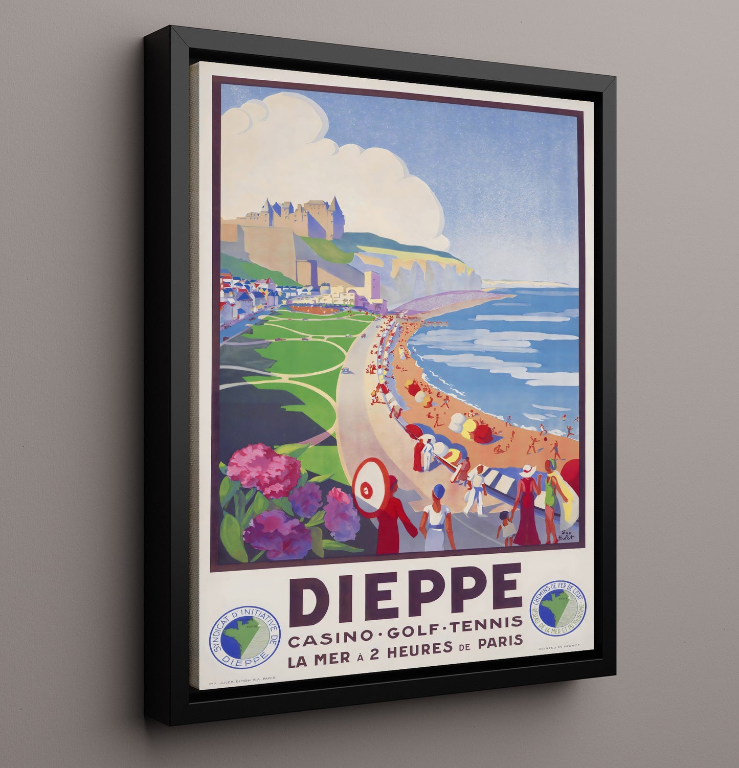 France Dieppe Vintage Travel Print 16x20 Framed Canvas travel wall art print