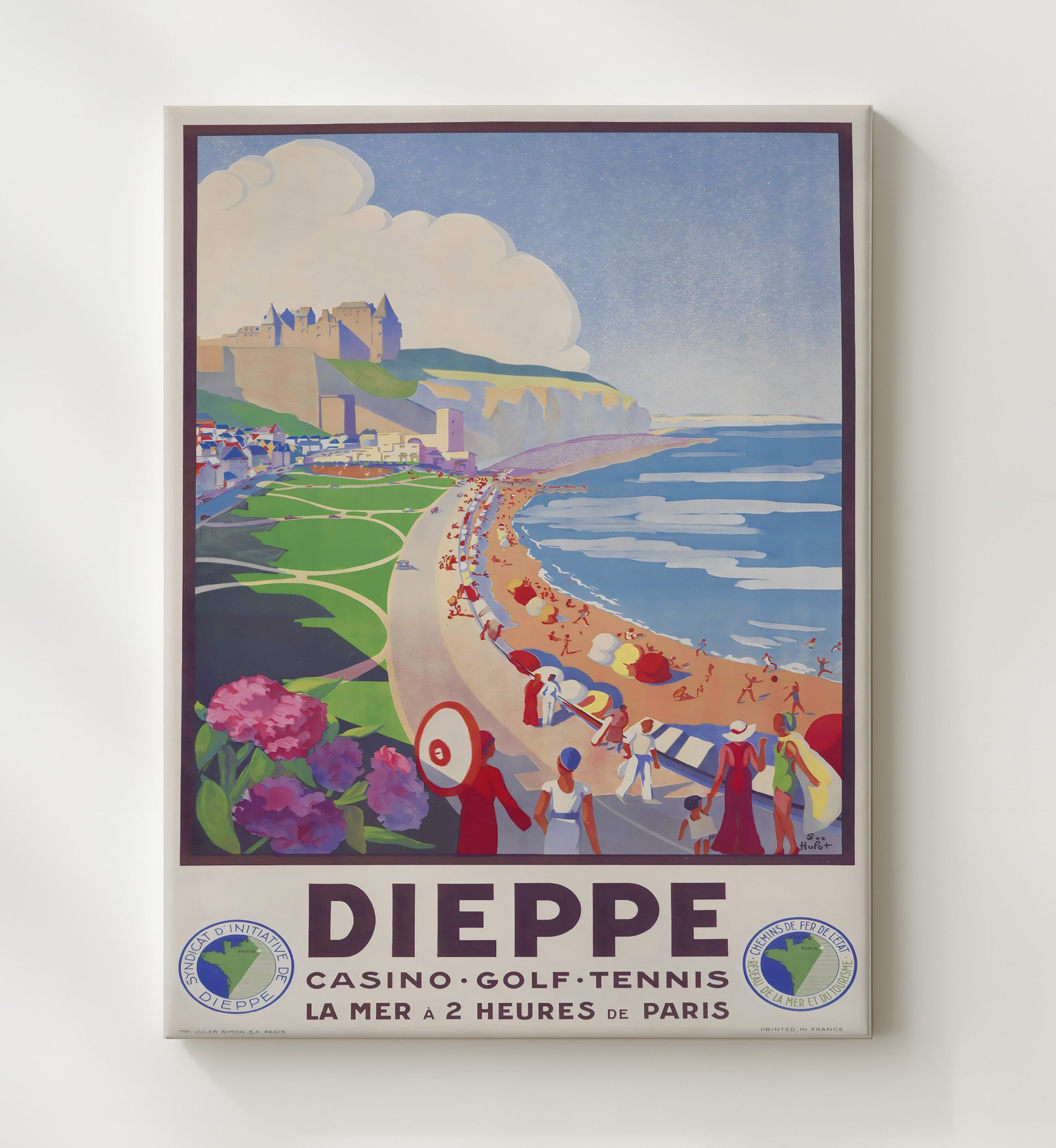 France Dieppe Vintage Travel Print 20x24 Canvas travel wall art print