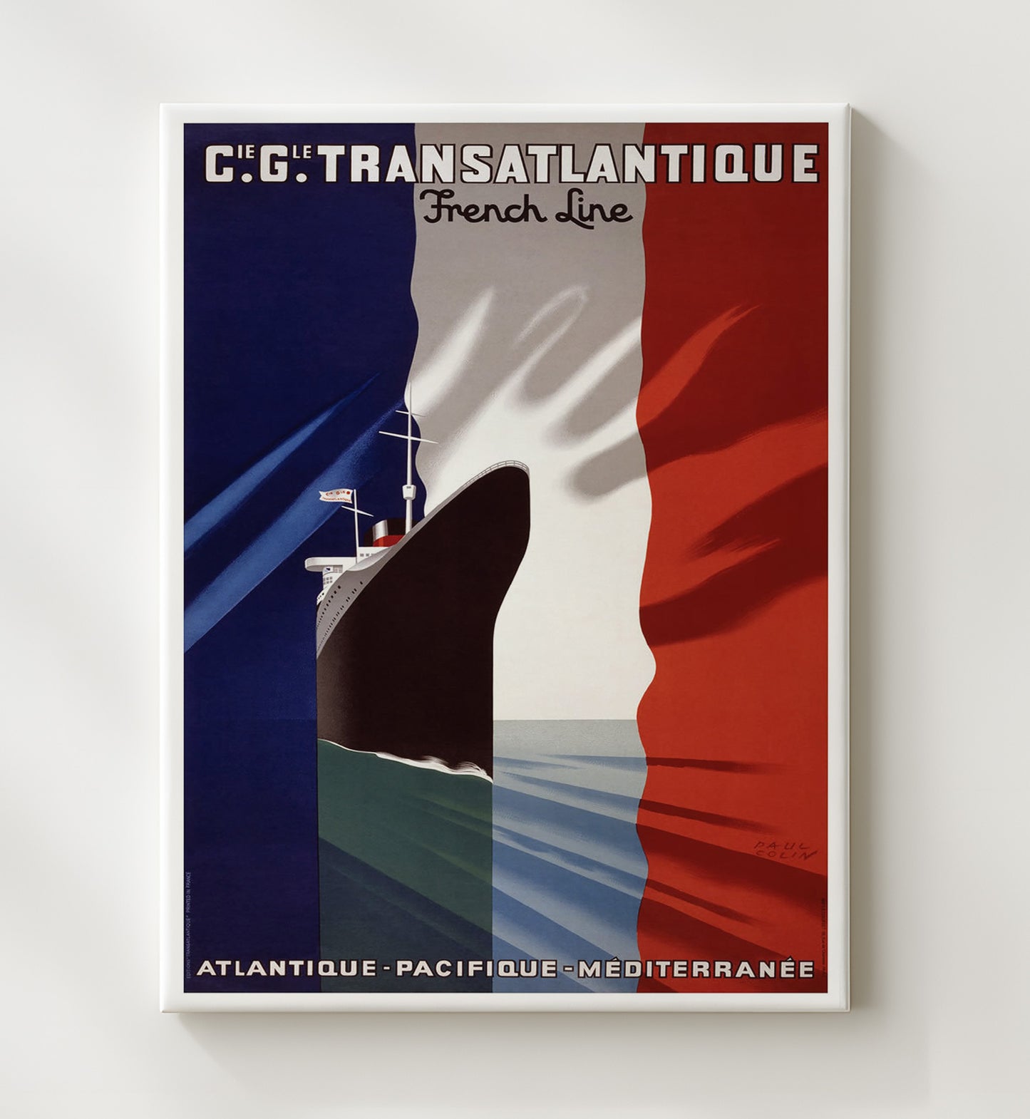France French Line Flagship Vintage Travel Print 20x24 Canvas travel wall art print