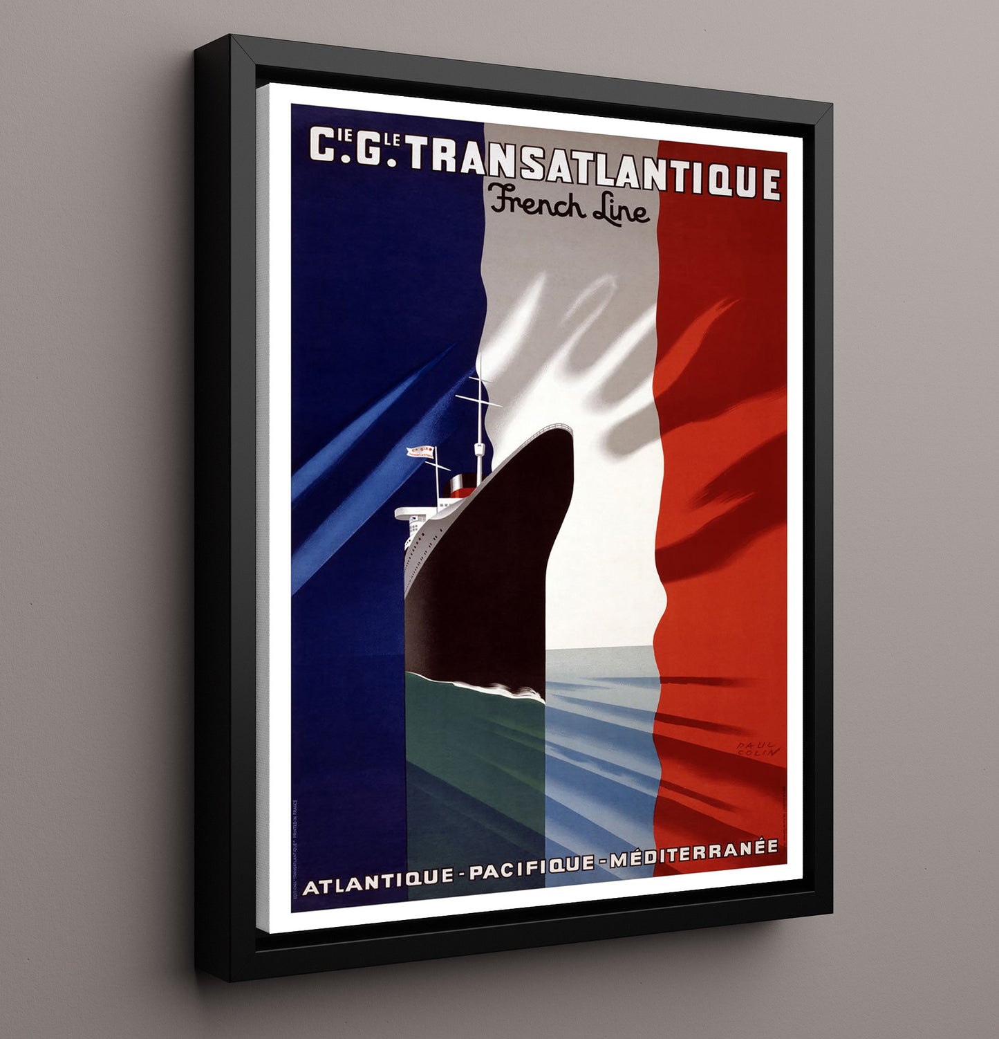 France French Line Flagship Vintage Travel Print 16x20 Framed Canvas travel wall art print