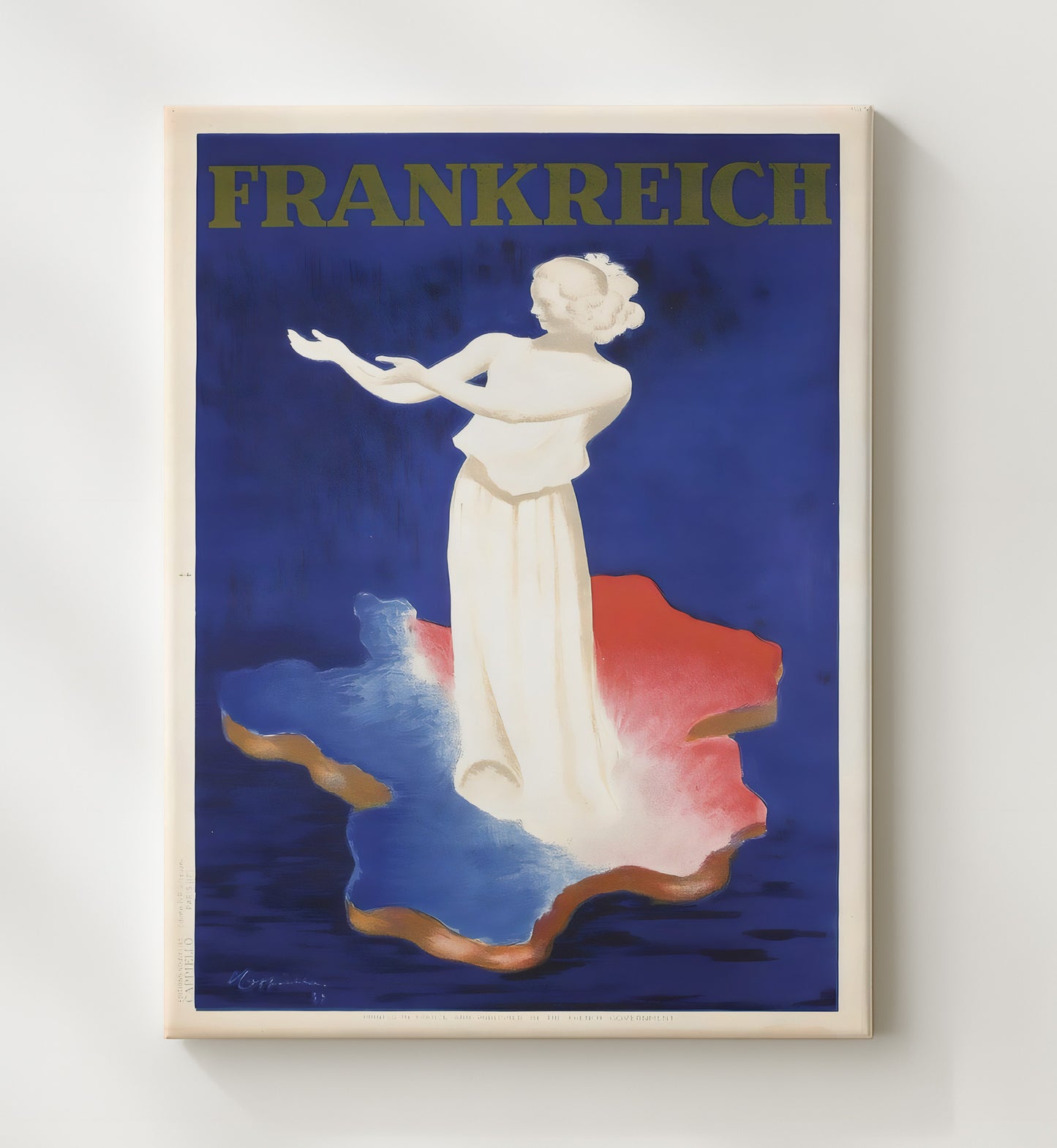 France Marianne Map Vintage Travel Print 20x24 Canvas travel wall art print