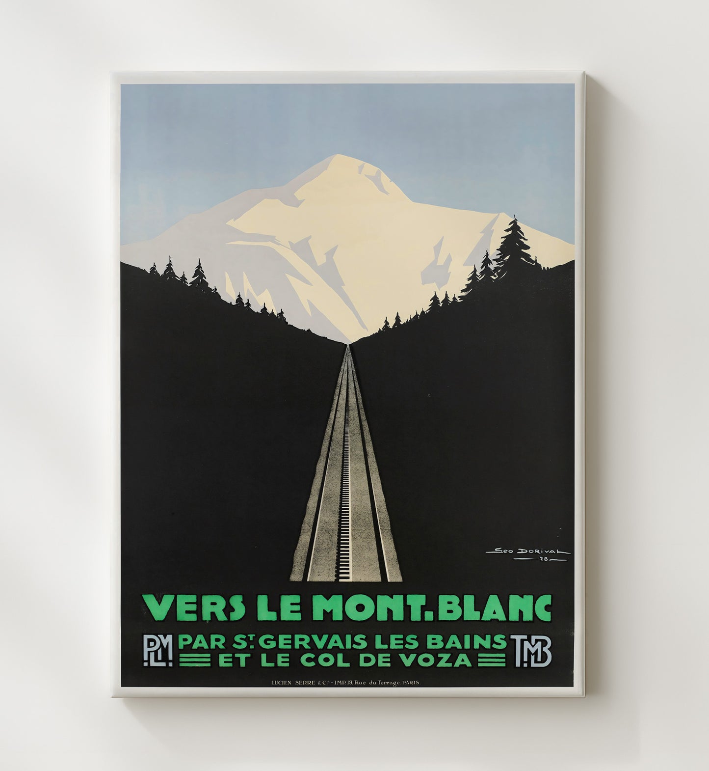 France Mont Blanc Railway Vintage Travel Print 20x24 Canvas travel wall art print