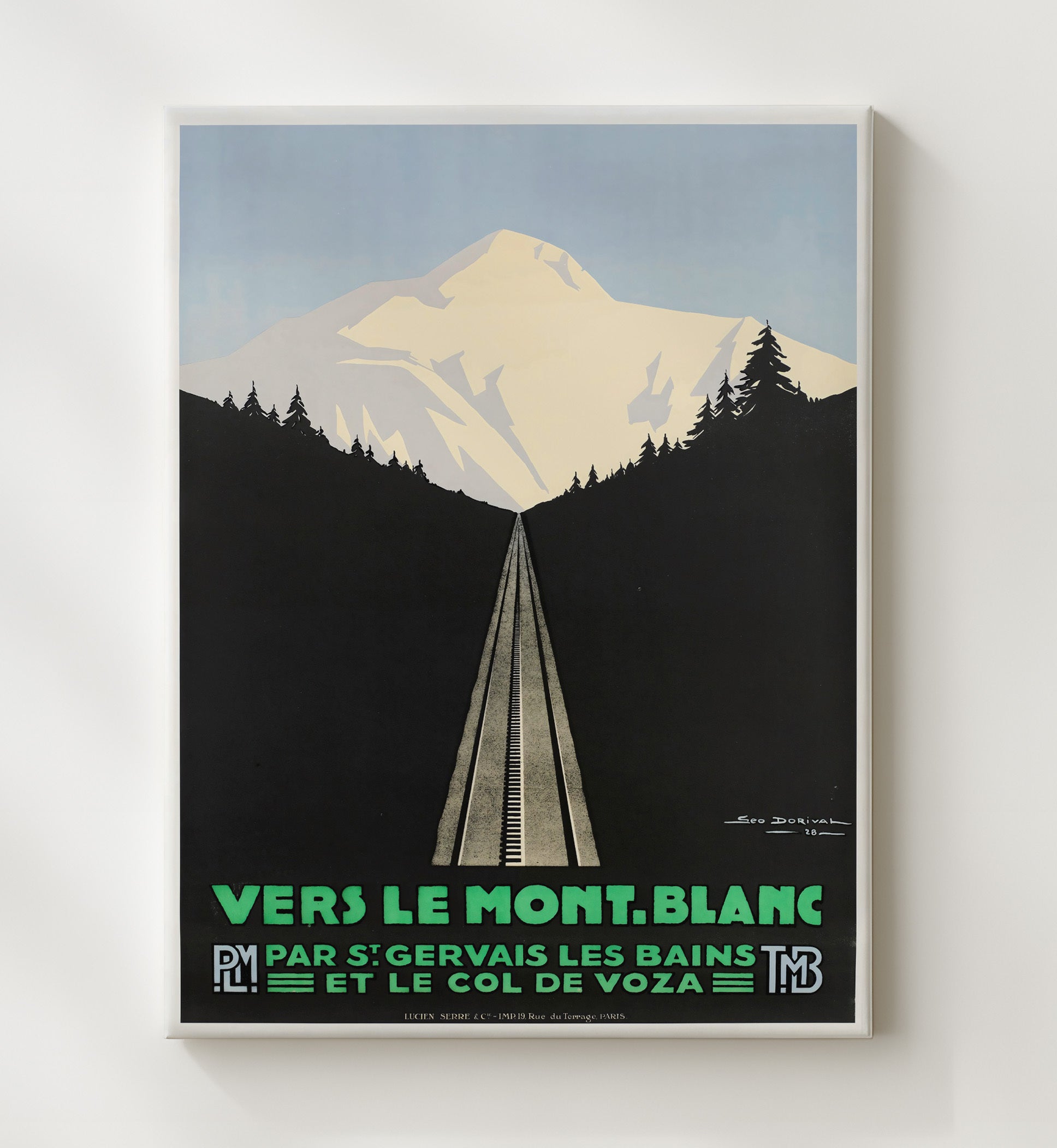 France Mont Blanc Railway Vintage Travel Print 20x24 Canvas travel wall art print