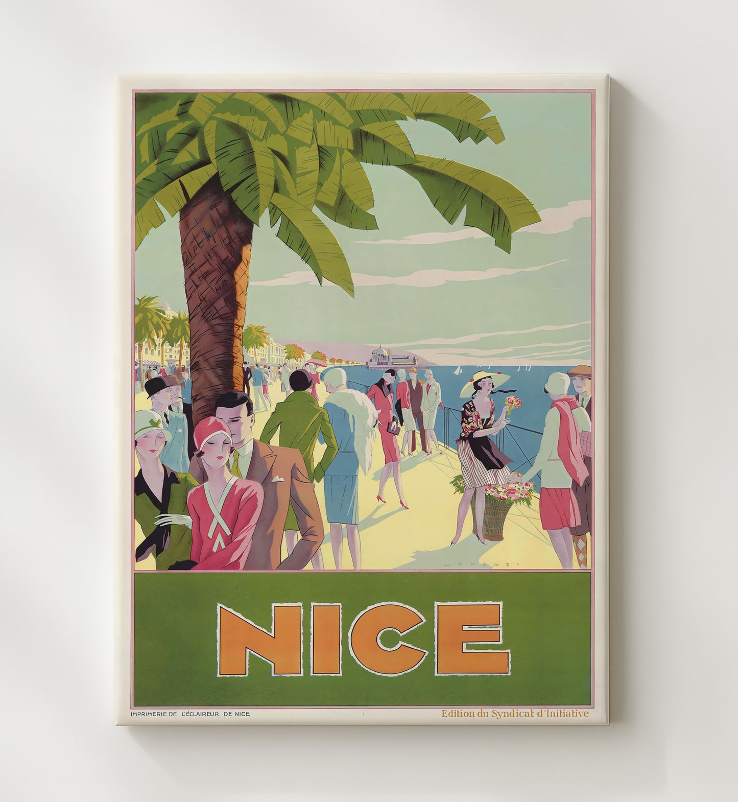 France Nice Vintage Travel Print 20x24 Canvas travel wall art print