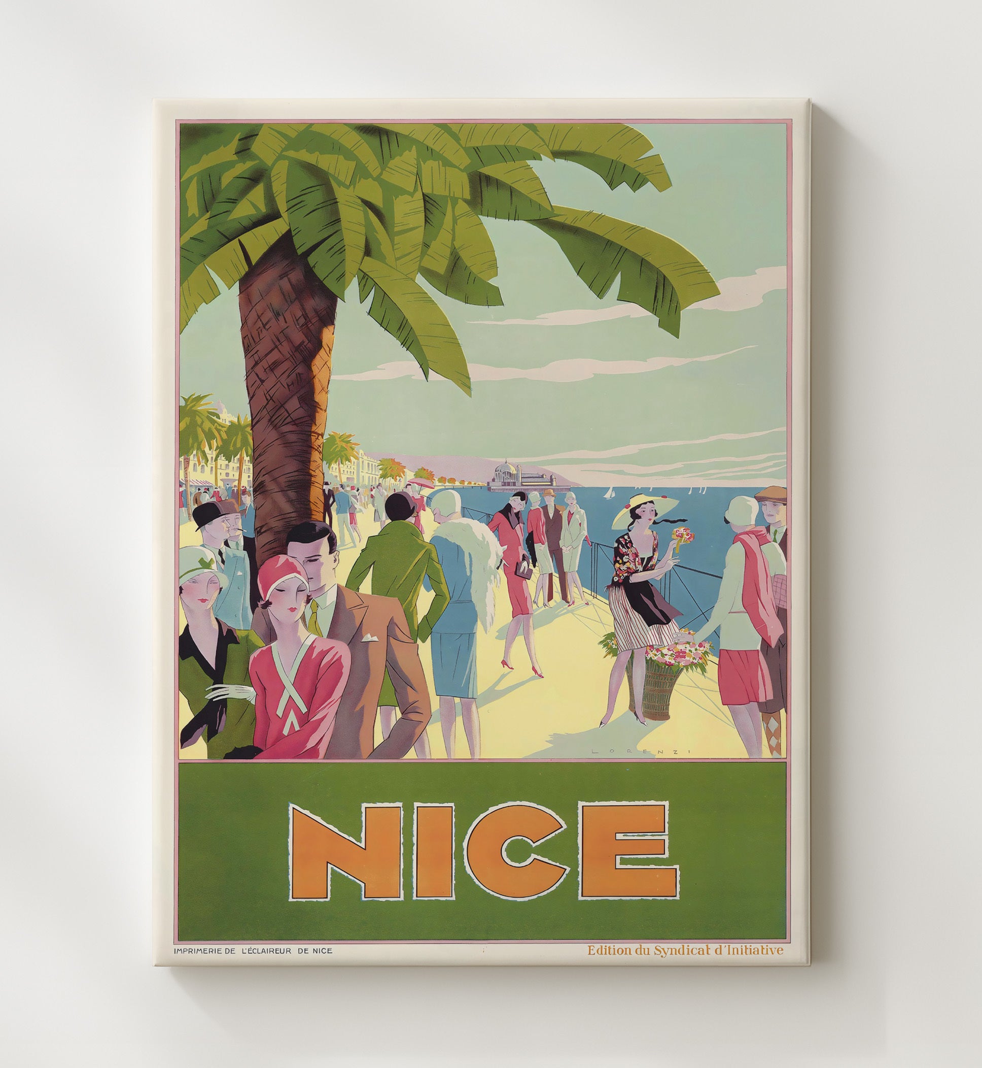 France Nice Vintage Travel Print 20x24 Canvas travel wall art print