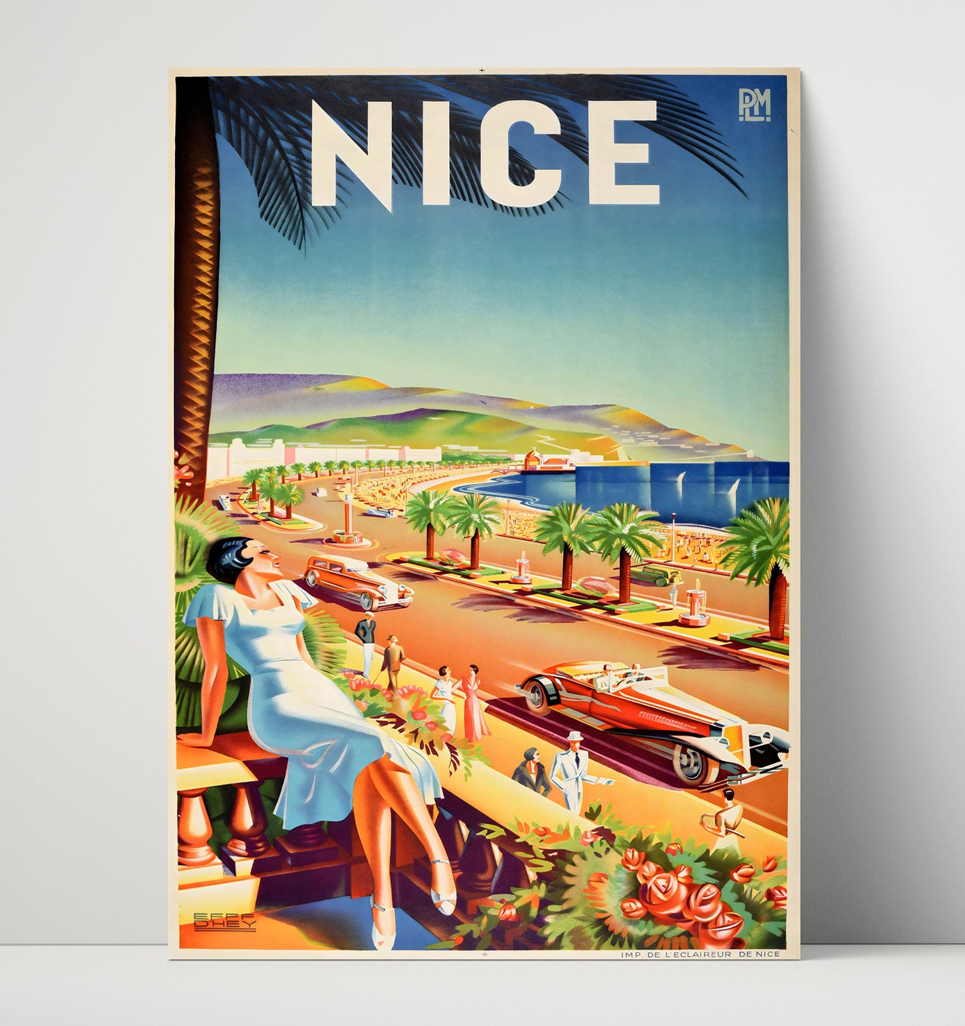 France Nice Riviera Vintage Travel Print 16x20 Unframed Print travel wall art print