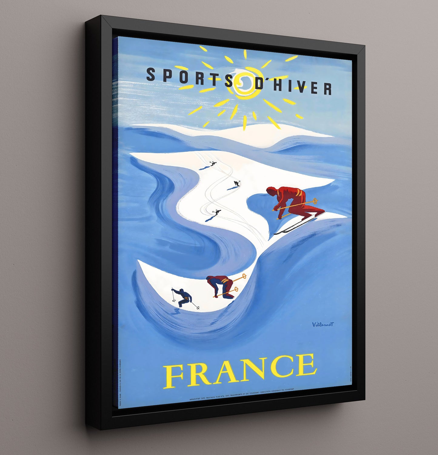 France Winter Sports Vintage Travel Print 16x20 Framed Canvas travel wall art print