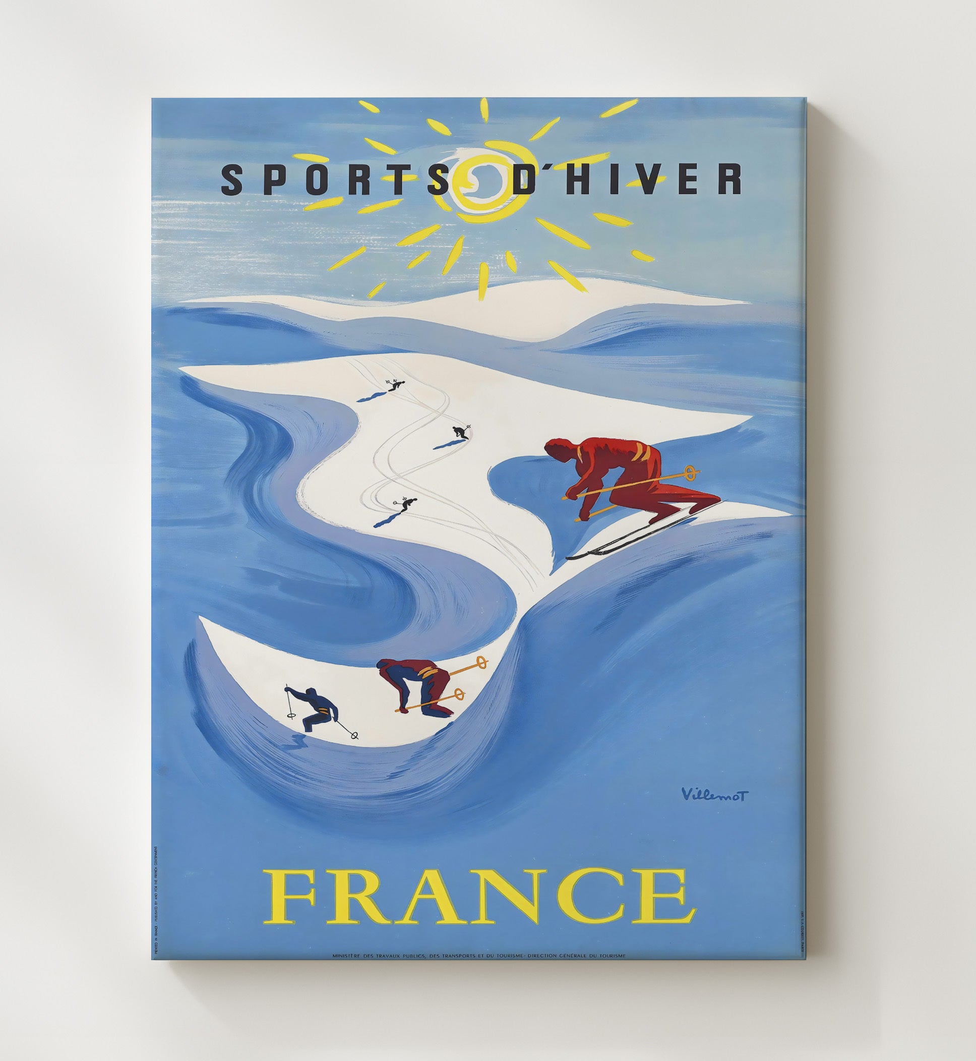 France Winter Sports Vintage Travel Print 20x24 Canvas travel wall art print