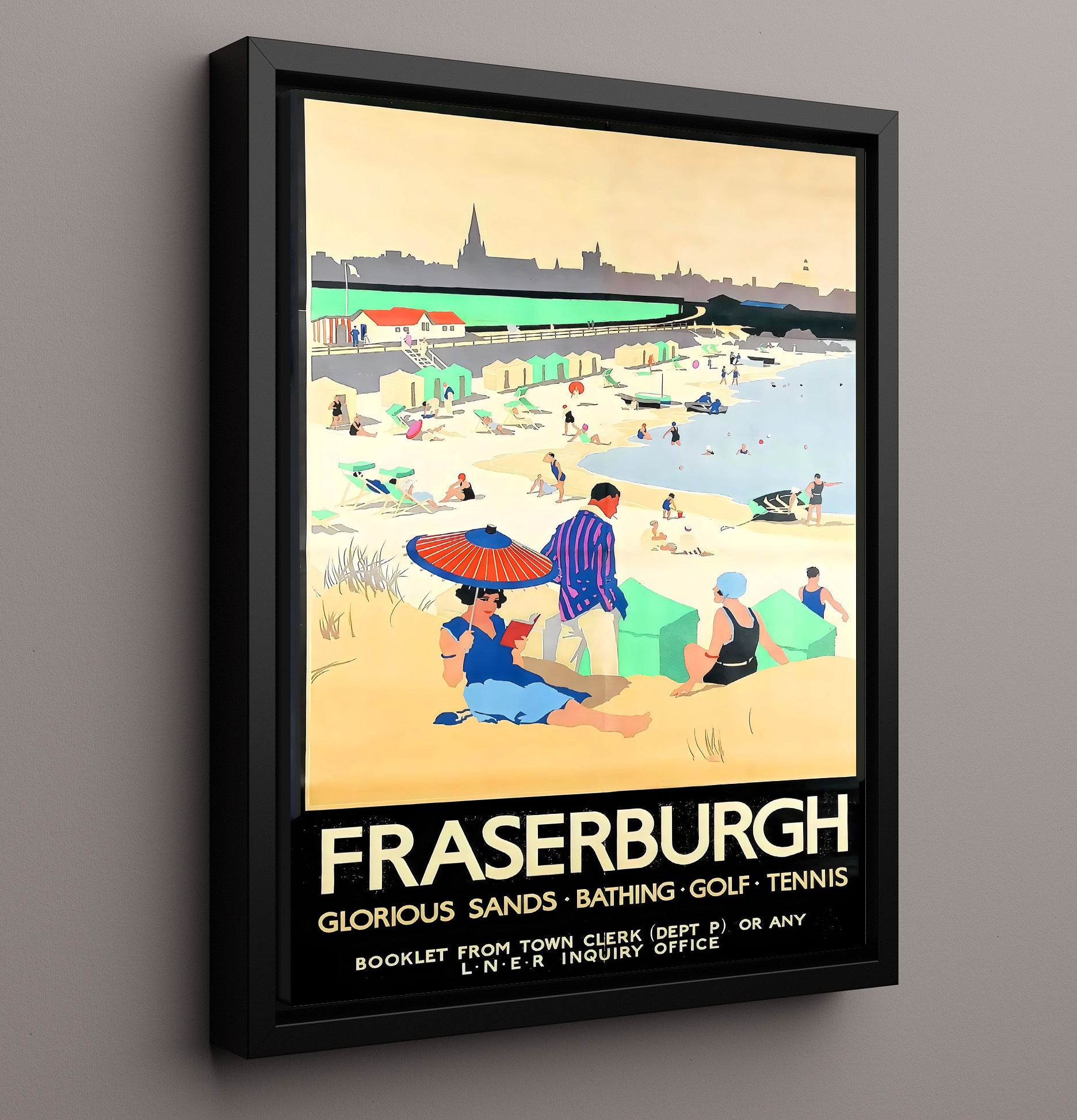 Fraserburgh Seaside Holiday Vintage Travel Print 16x20 Framed Canvas travel wall art print