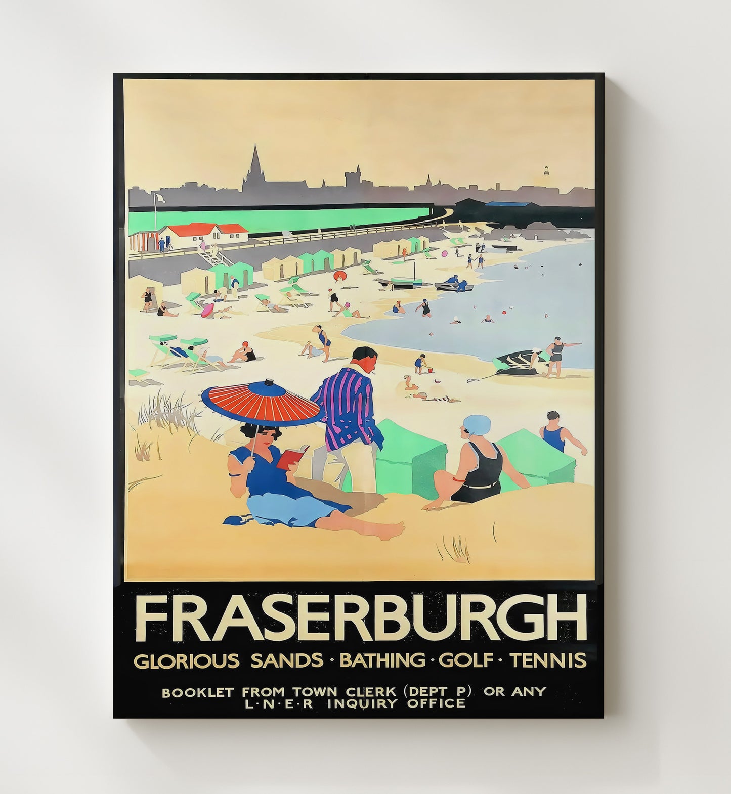 Fraserburgh Seaside Holiday Vintage Travel Print 20x24 Canvas travel wall art print