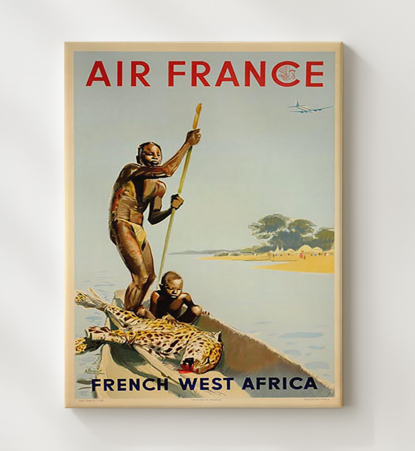 French West Africa Air France Vintage Travel Print 20x24 Canvas travel wall art print