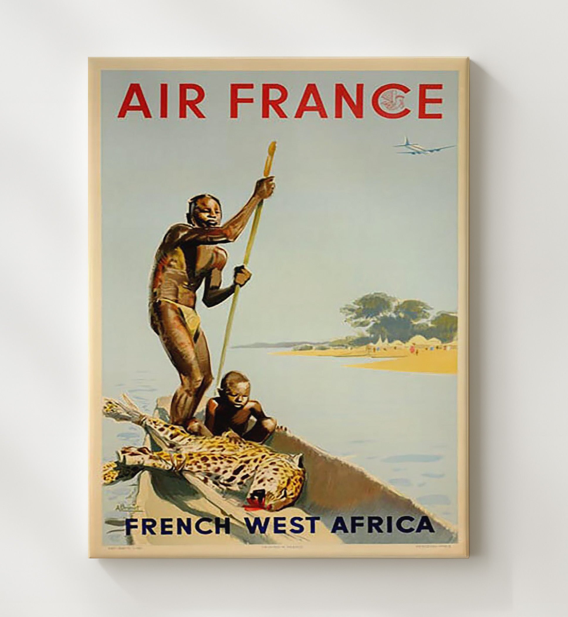 French West Africa Air France Vintage Travel Print 20x24 Canvas travel wall art print