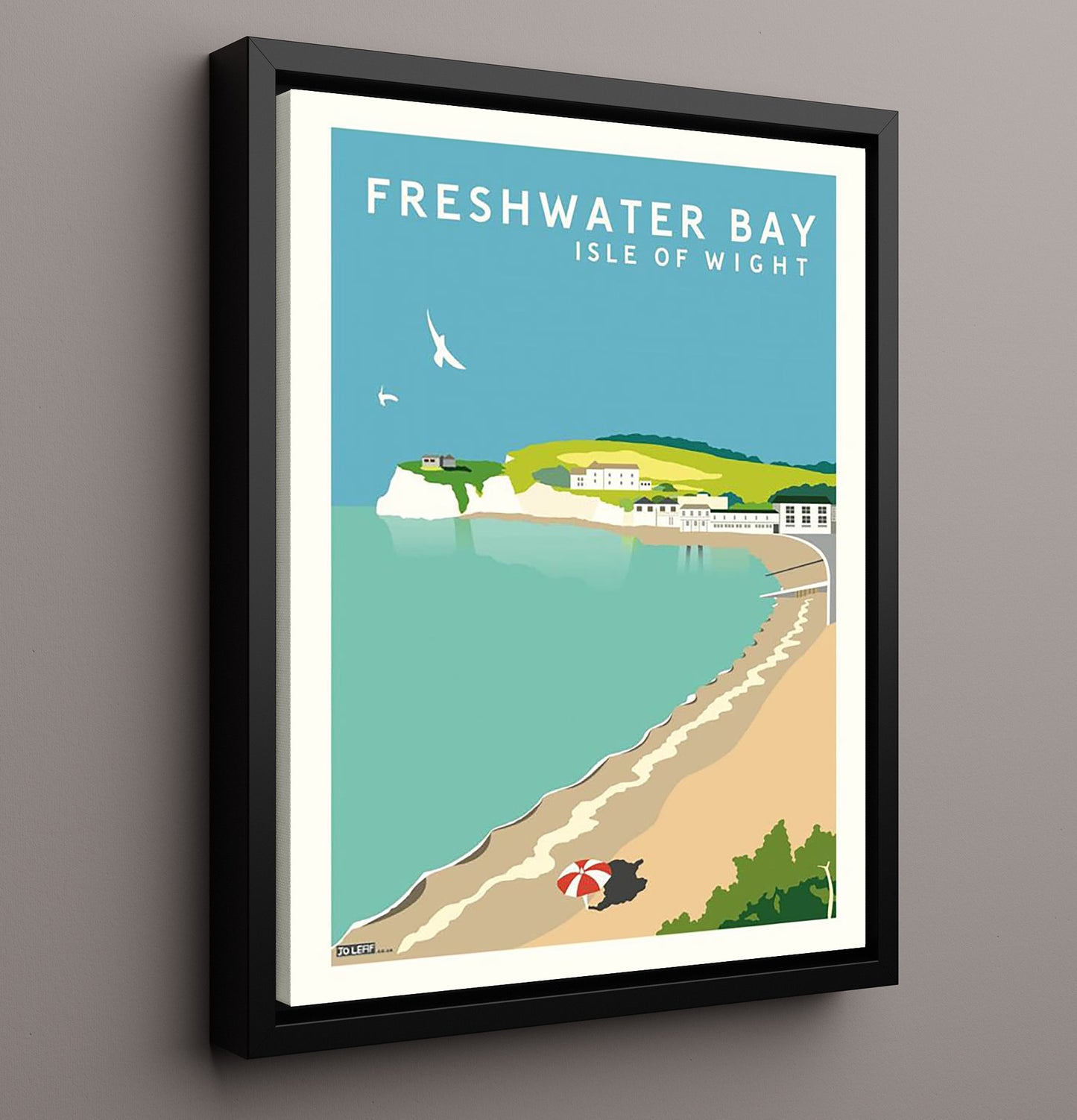 Freshwater Bay Isle of Wight Vintage Travel Print 16x20 Framed Canvas travel wall art print