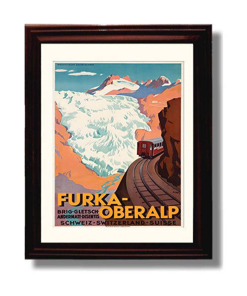 Furka Oberalp Swiss Railway travel poster wall art 8x10 Canvas