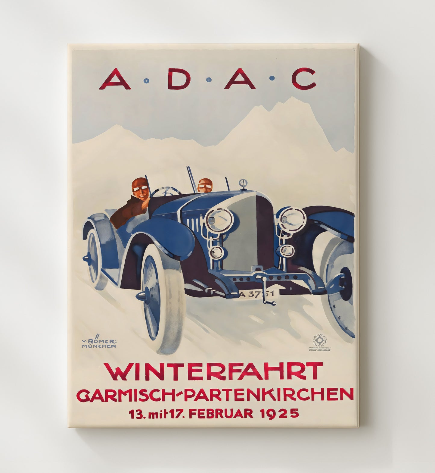 Garmisch Partenkirchen Winterfahrt Vintage Travel Print 20x24 Canvas travel wall art print