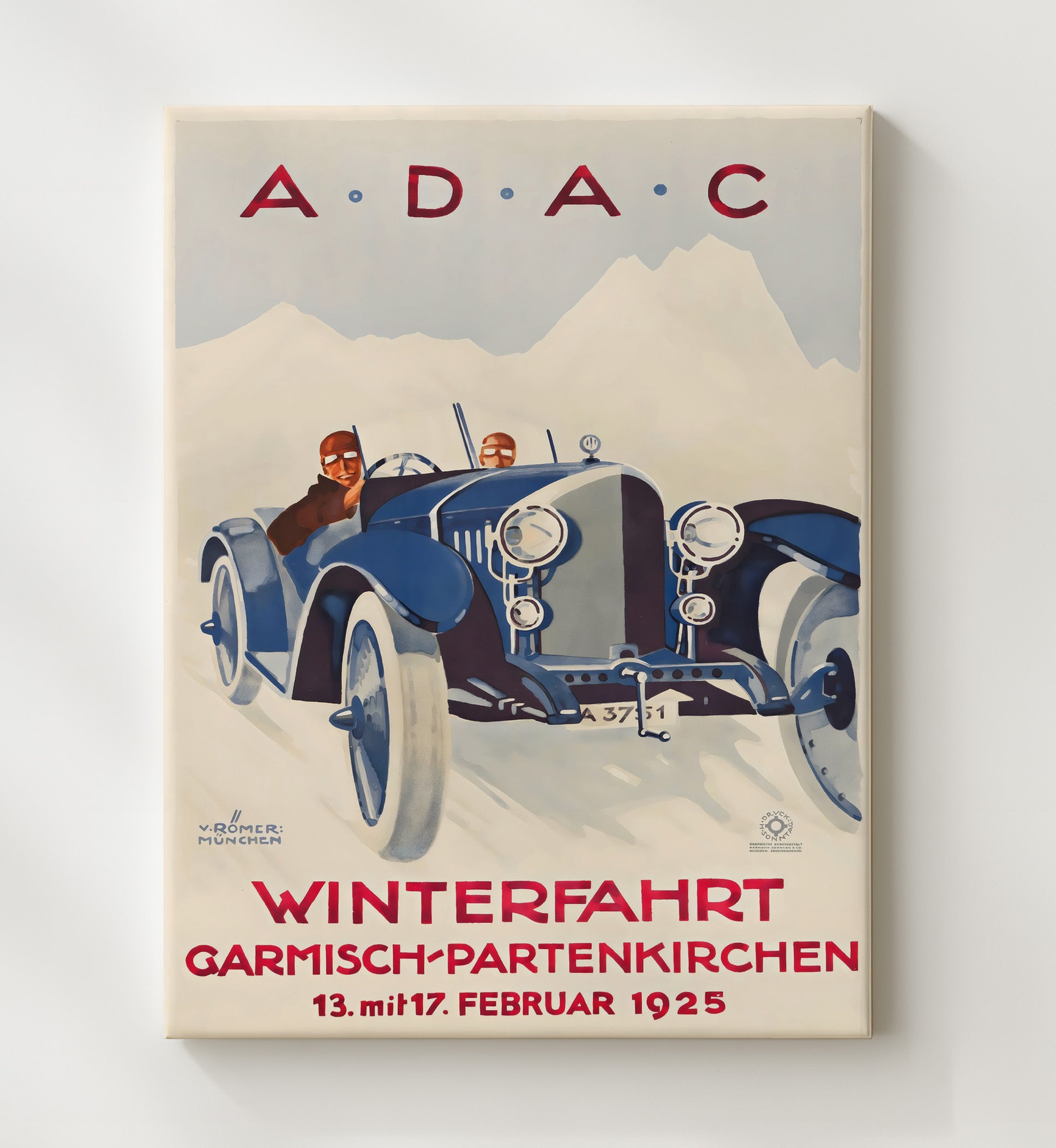 Garmisch Partenkirchen Winterfahrt Vintage Travel Print 20x24 Canvas travel wall art print