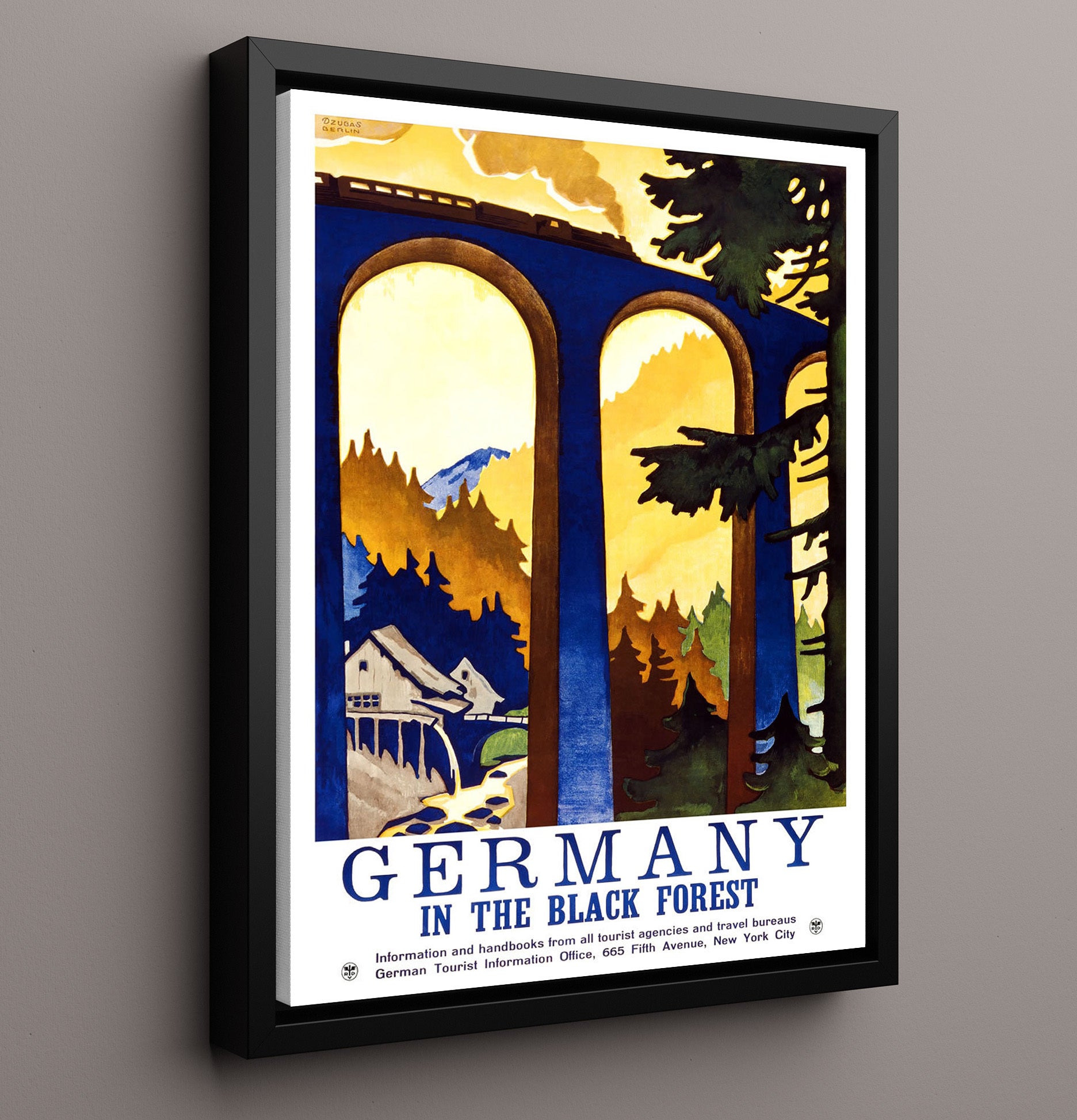 Germany Black Forest Vintage Travel Print 16x20 Framed Canvas travel wall art print