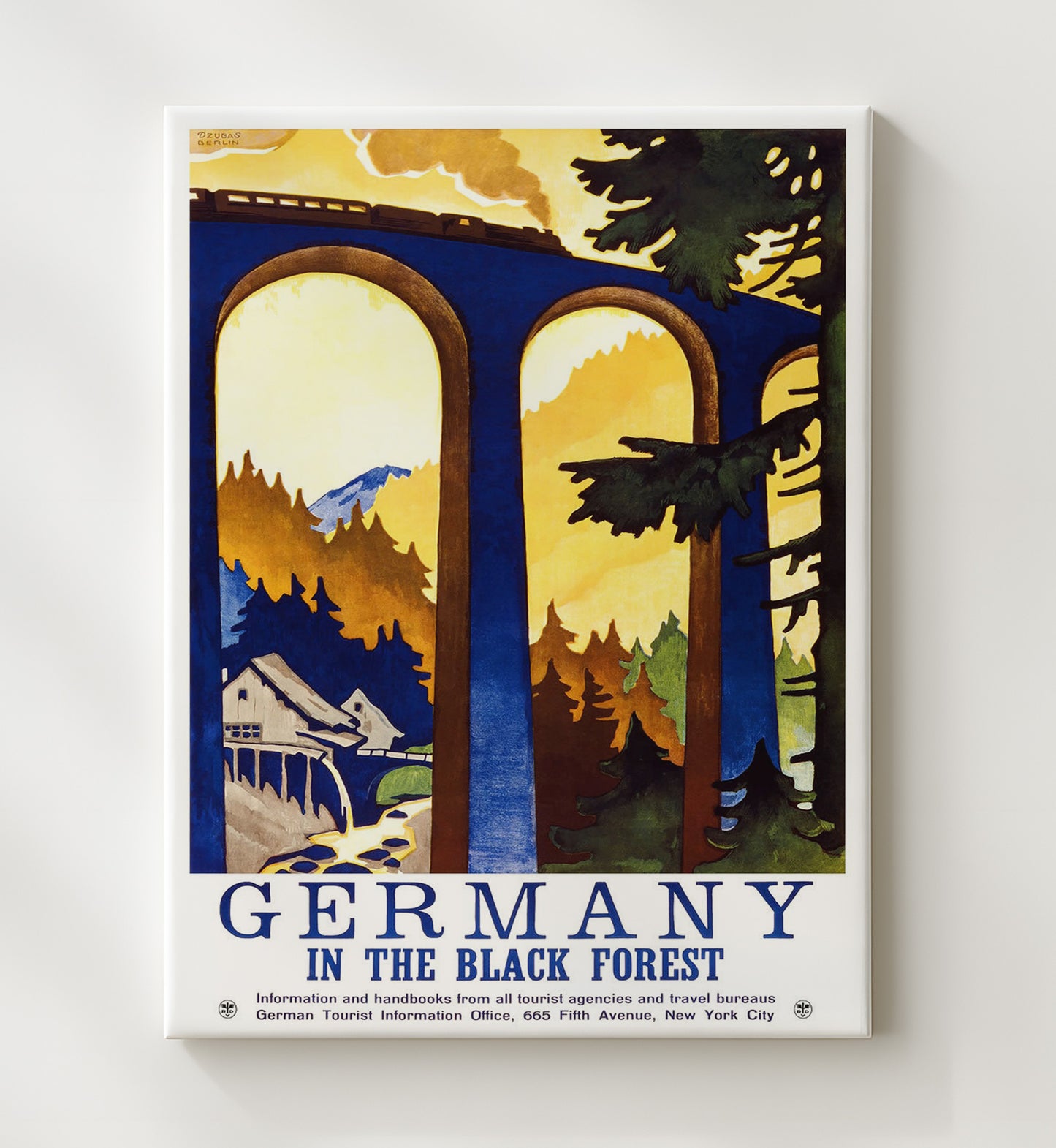Germany Black Forest Vintage Travel Print 20x24 Canvas travel wall art print