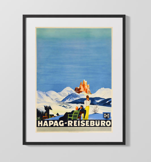 Germany HAPAG Reiseburo Alps - Travel - 16x20 Gallery Frame