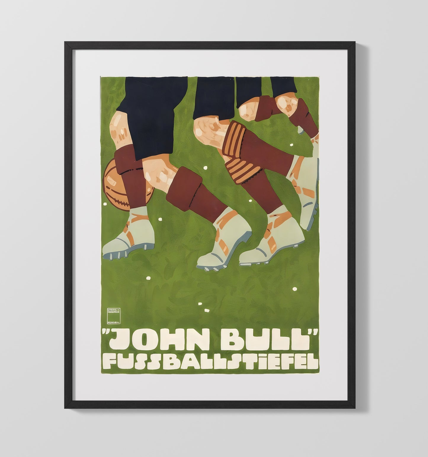 Germany John Bull Football Vintage Travel Print 16x20 Gallery Frame travel wall art print