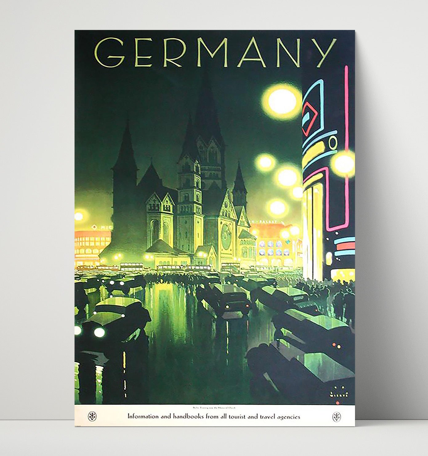 Germany Kaiser Wilhelm Church Vintage Travel Print 16x20 Unframed Print travel wall art print