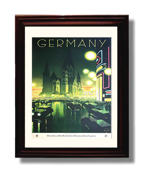 Germany Kaiser Wilhelm Church Vintage Travel Print 8x10 Beveled Frame travel wall art print