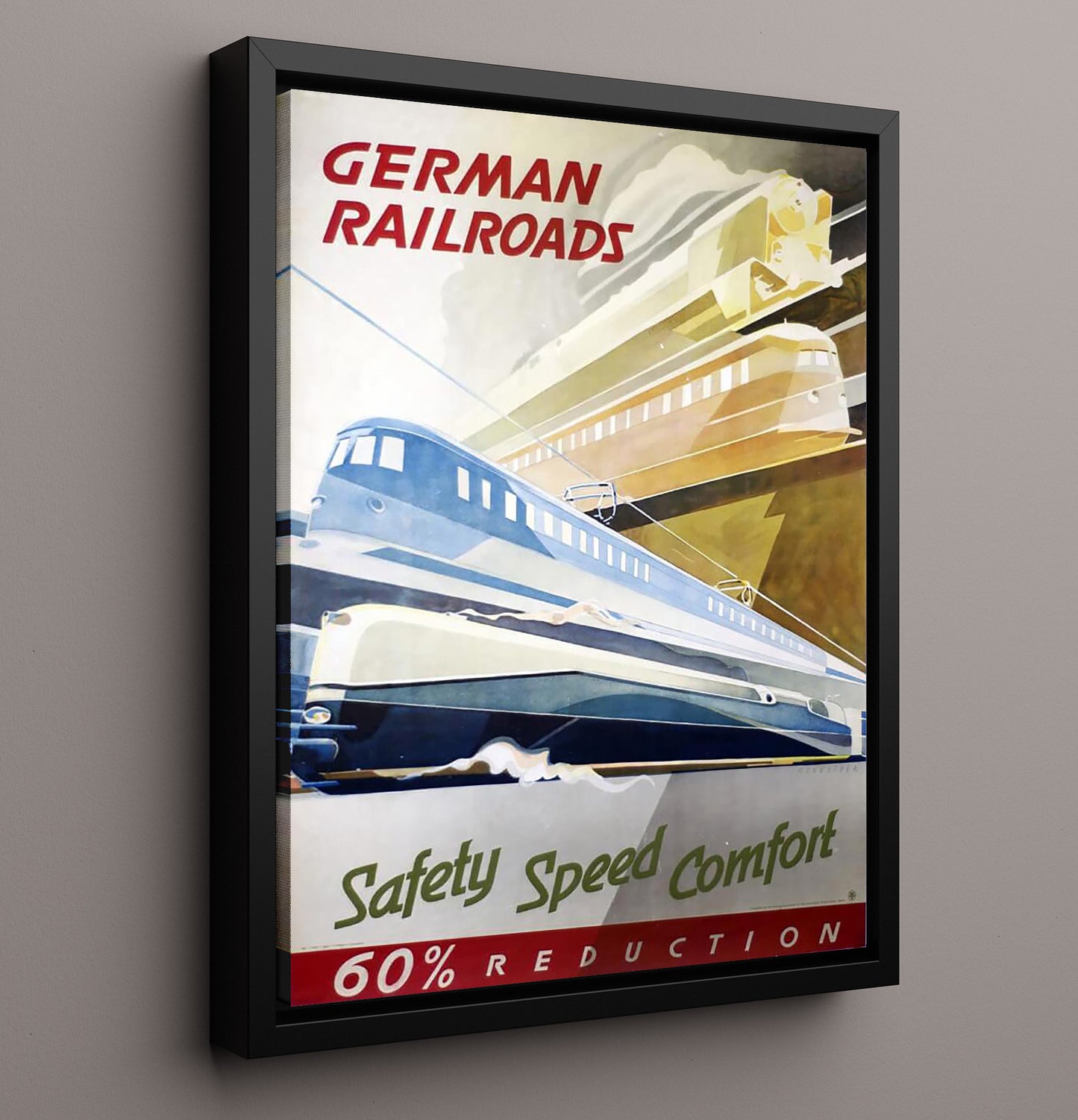 Germany Railroads Vintage Travel Print 16x20 Framed Canvas travel wall art print